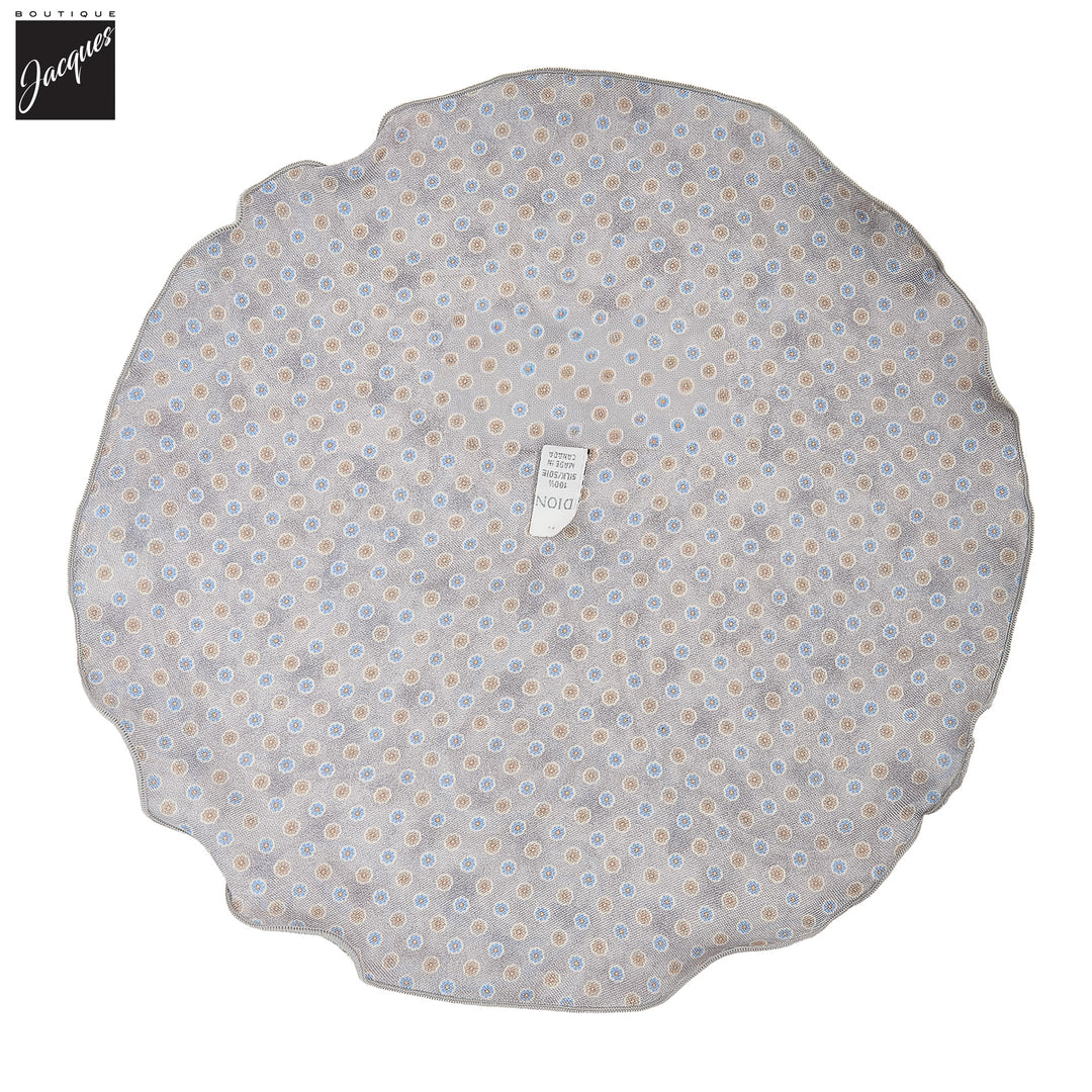 Ice Gray Paisley/Medallion Reversible Silk Pocket Round - DION - Boutique Jacques International