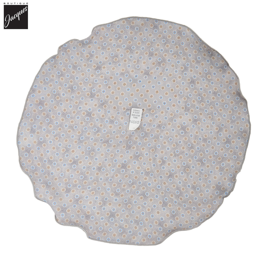 Ice Gray Paisley/Medallion Reversible Silk Pocket Round - DION - Boutique Jacques International
