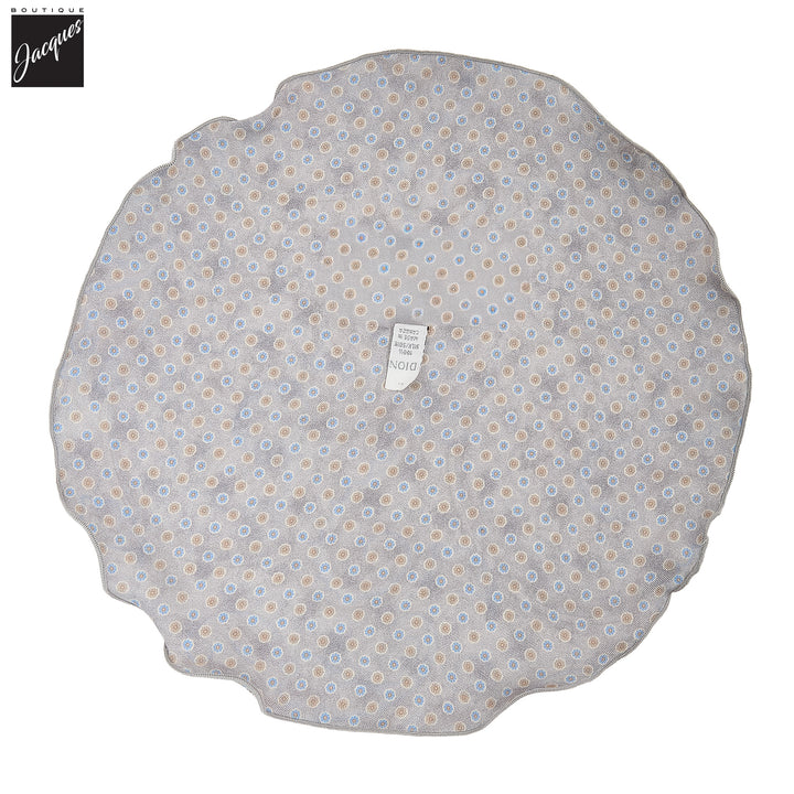 Ice Gray Paisley/Medallion Reversible Silk Pocket Round - DION - Boutique Jacques International