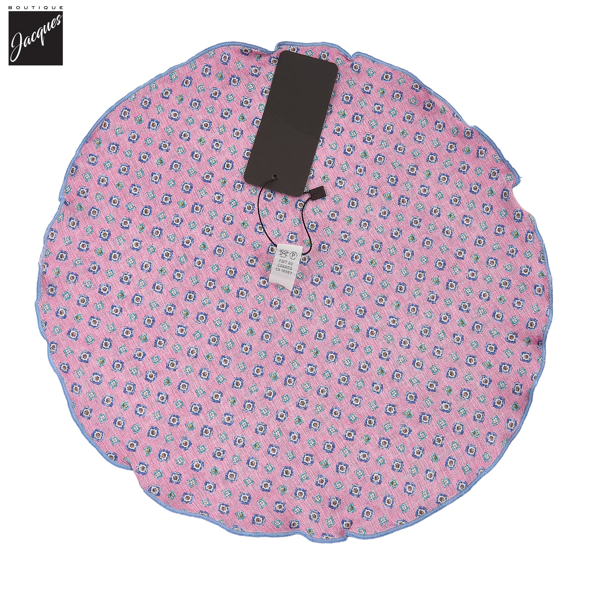 Pink Floral/Medallion Reversible Silk Pocket Round - DION - Boutique Jacques International