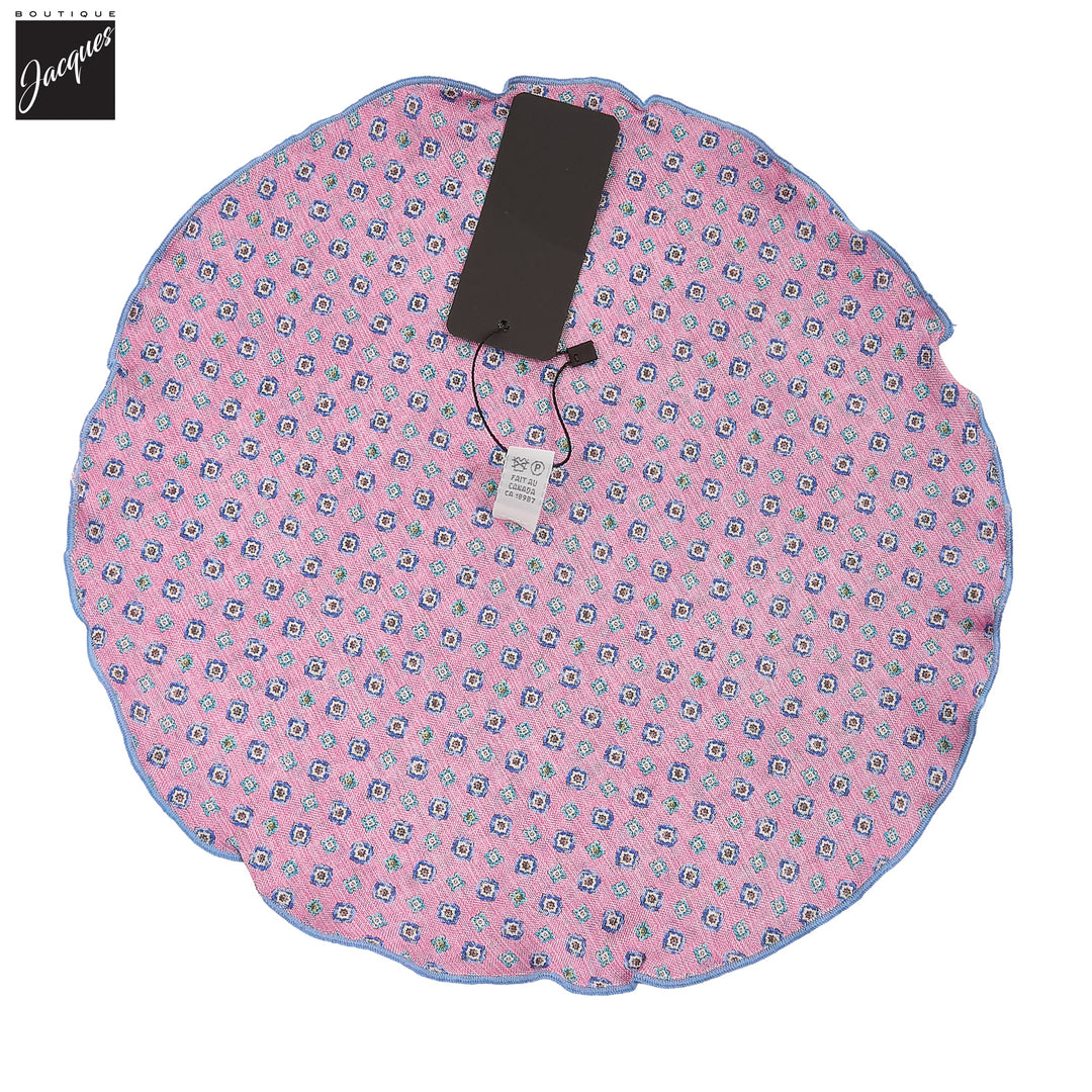 Pink Floral/Medallion Reversible Silk Pocket Round - DION - Boutique Jacques International