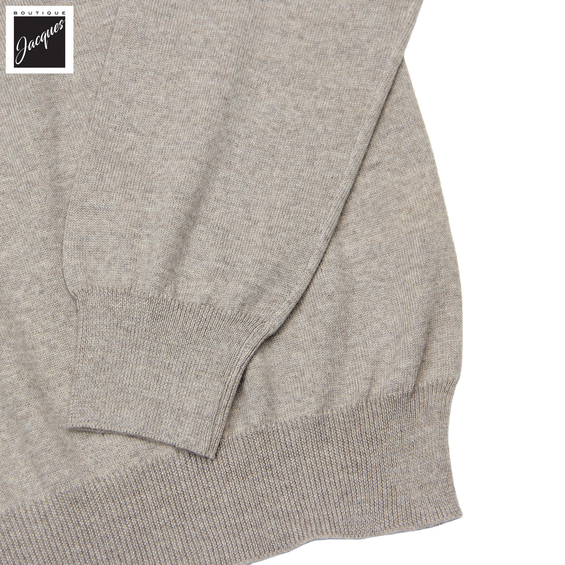 Beige Superfine Gauge Virgin Wool Half Zip Sweater - GRAN SASSO