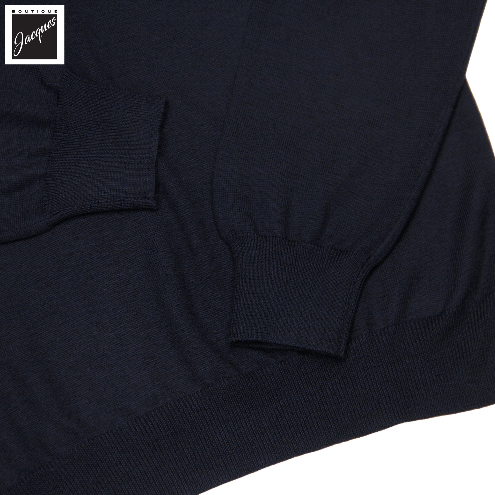 Navy Blue Superfine Gauge Virgin Wool Half Zip Sweater - GRAN SASSO