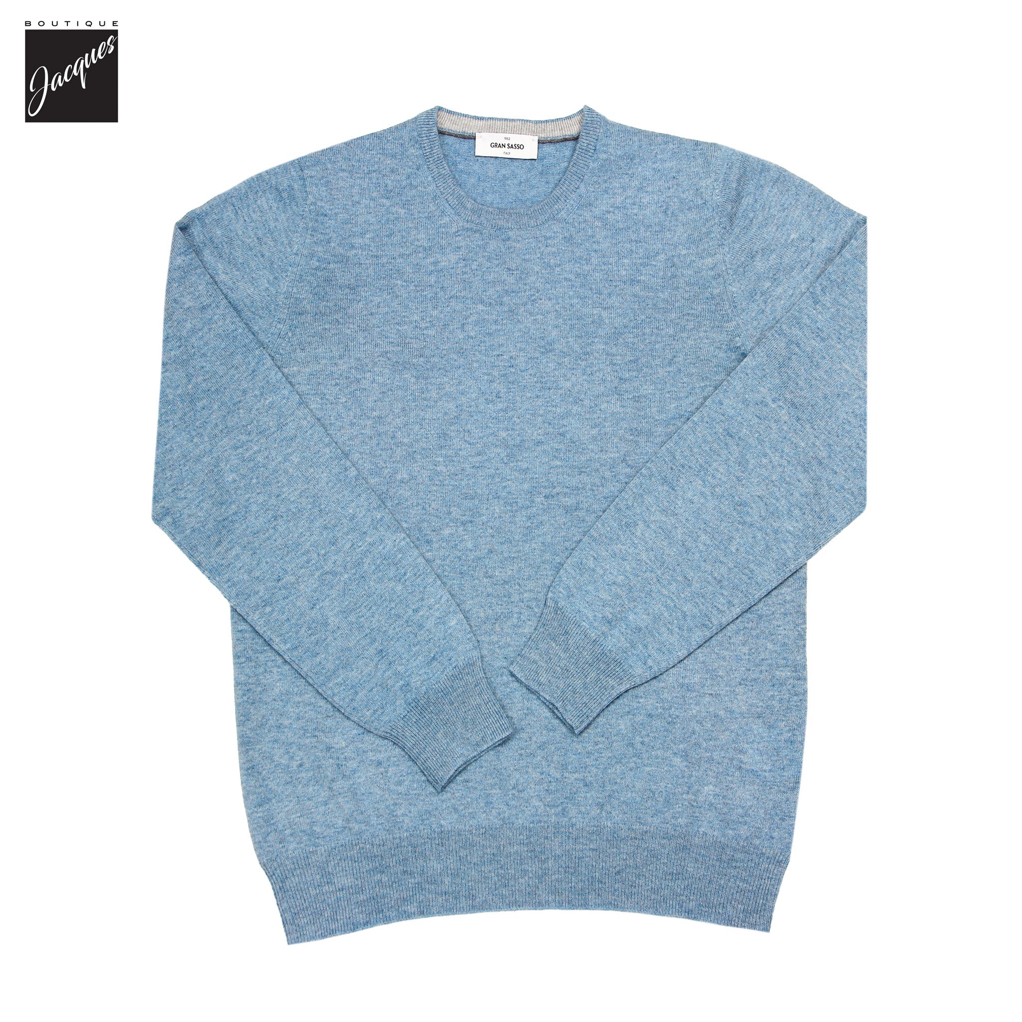 Aqua Blue Wool/Cashmere/Viscose Crew Neck Sweater - GRAN SASSO