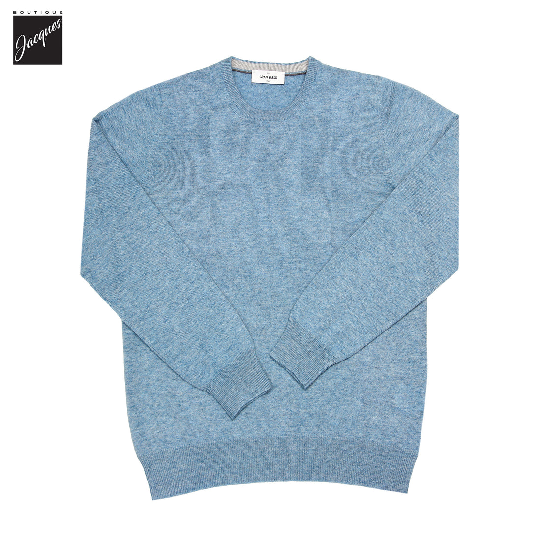 Aqua Blue Wool/Cashmere/Viscose Crew Neck Sweater - GRAN SASSO