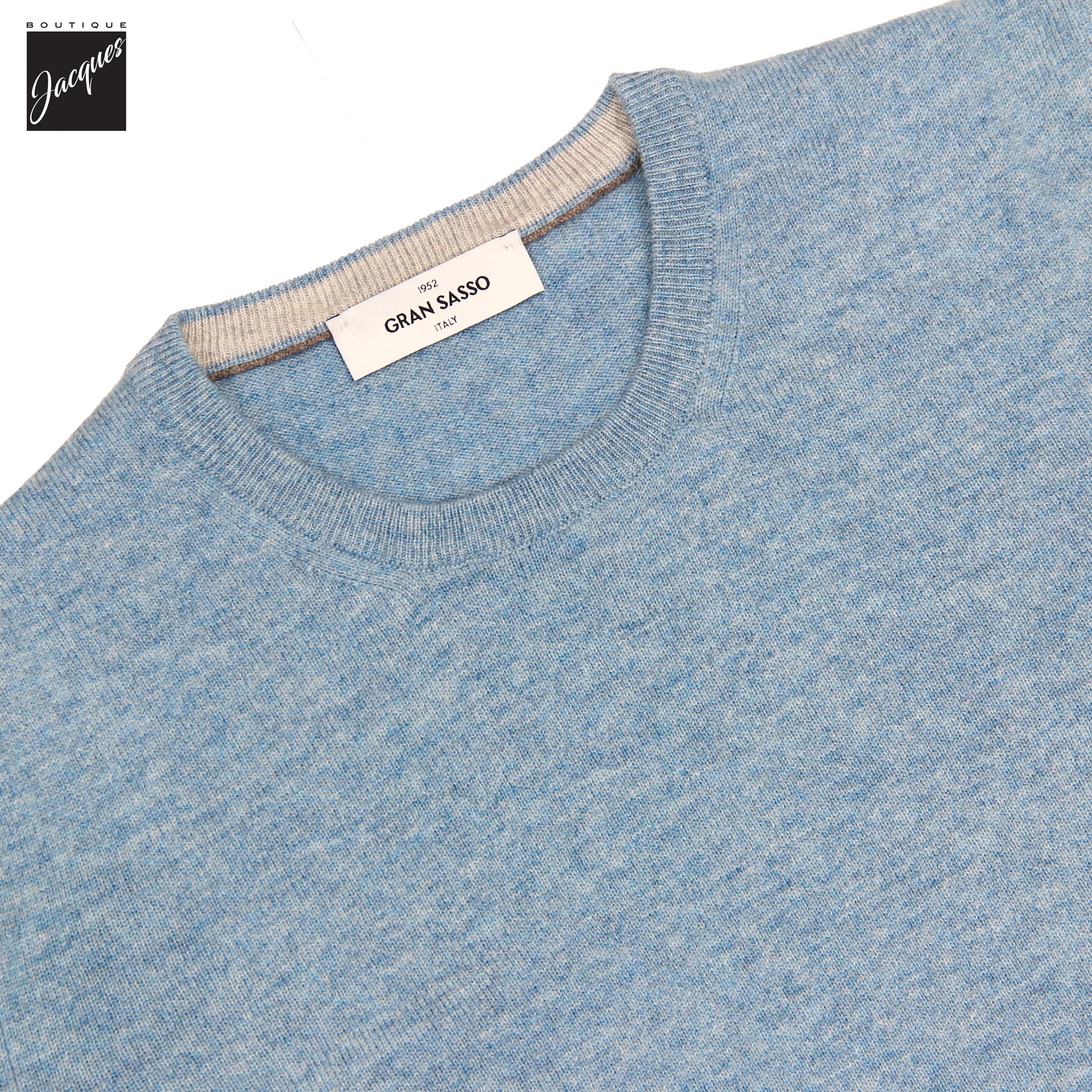 Aqua Blue Wool/Cashmere/Viscose Crew Neck Sweater - GRAN SASSO