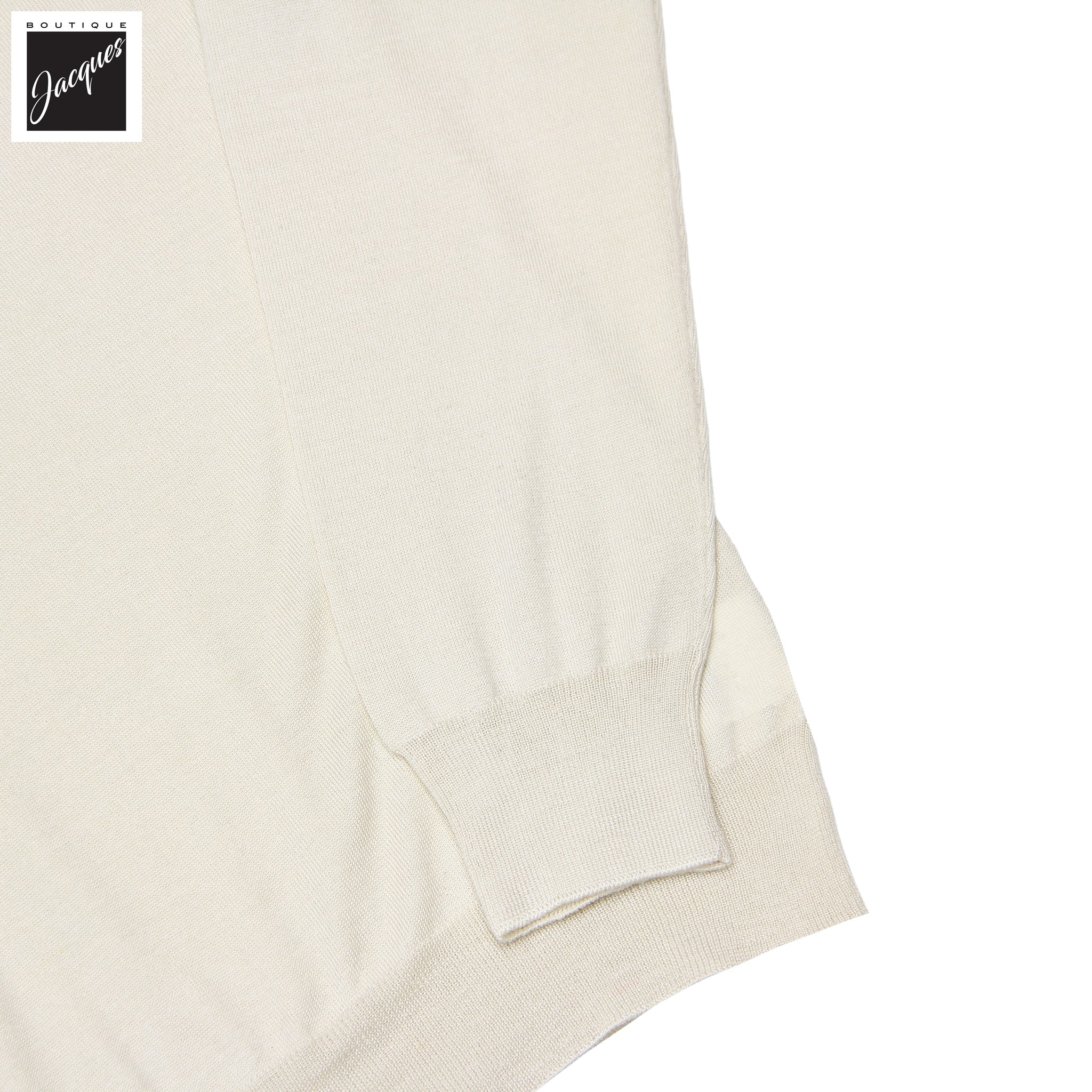 Off-White Ultrafine Wool-Silk Knitted Long Sleeve Zip Polo Shirt - GRAN SASSO