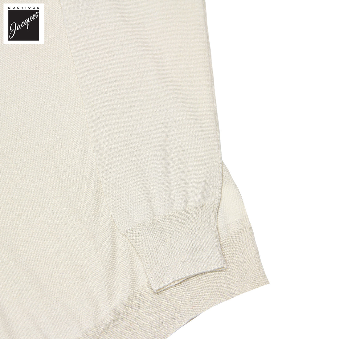 Off-White Ultrafine Wool-Silk Knitted Long Sleeve Zip Polo Shirt - GRAN SASSO