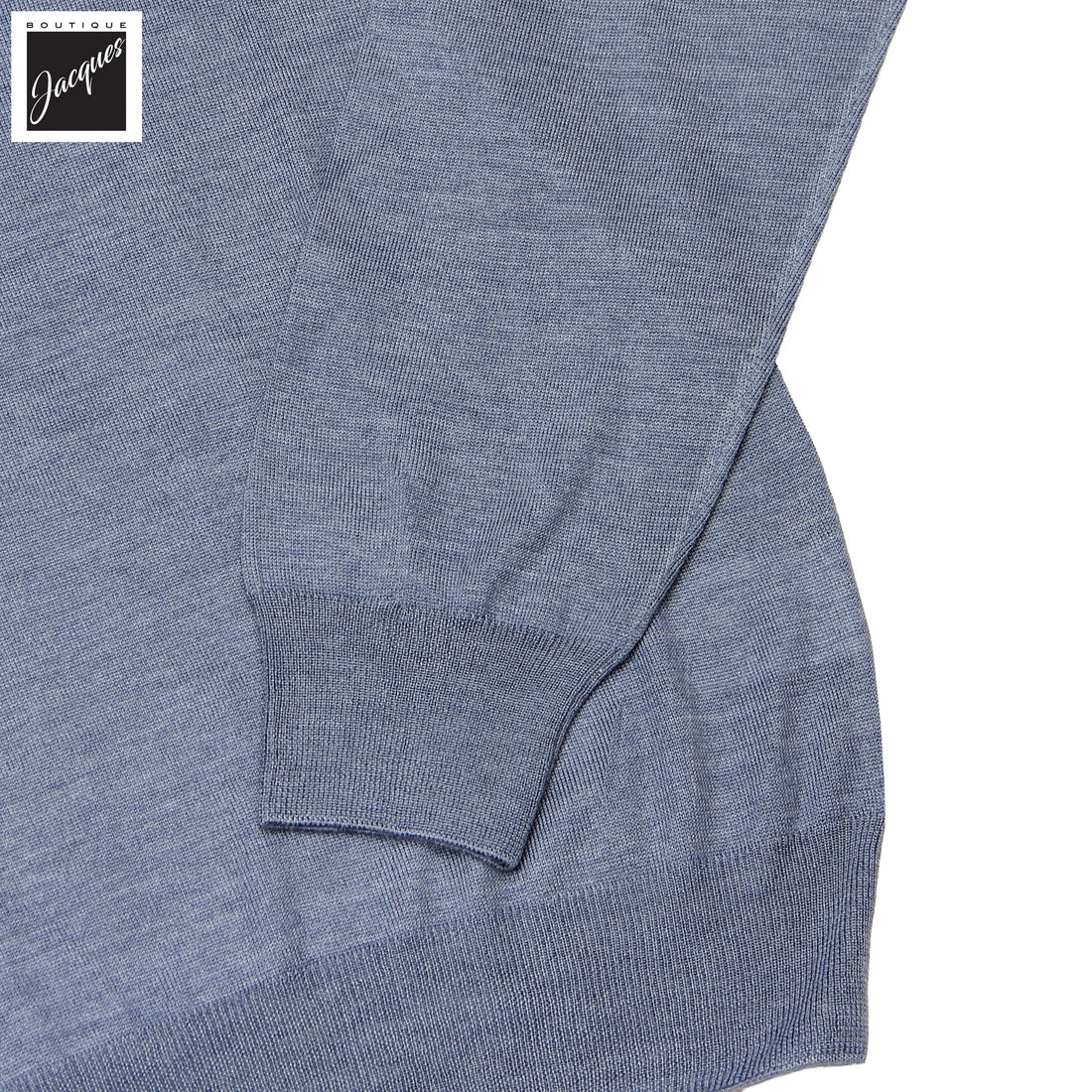 Dusky Blue Ultrafine Wool-Silk Knitted Long Sleeve Polo Shirt - GRAN SASSO