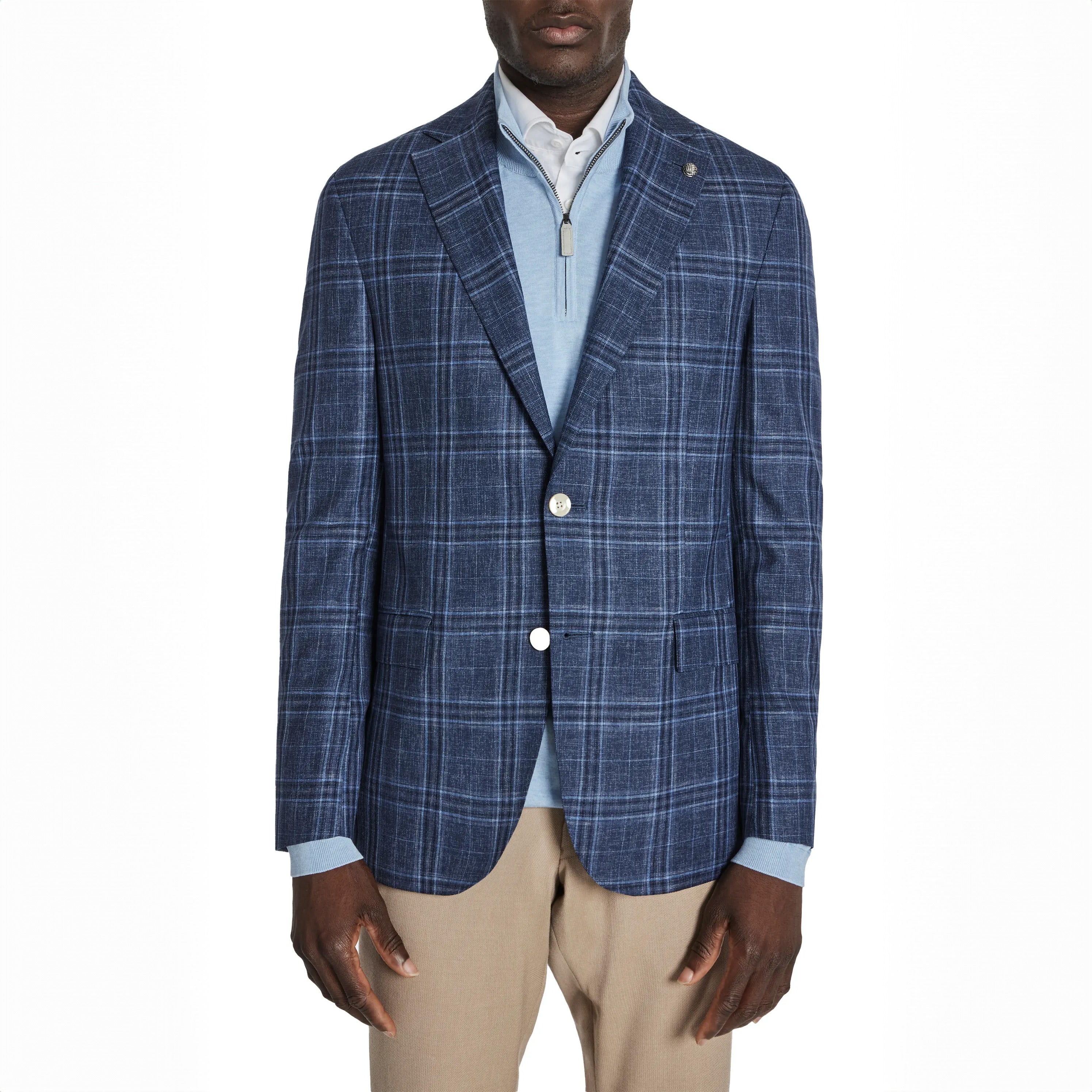 Blue Tonal Glen Check Midland Contemporary Fit Sport Coat - Jack Victor
