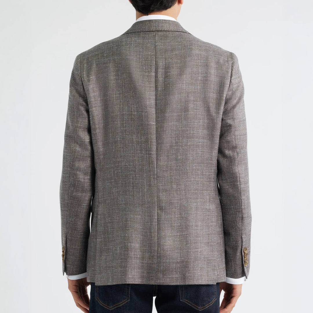 Brown Mélange Wool/Silk/Linen Morris Contemporary Fit Sport Jacket - Jack Victor