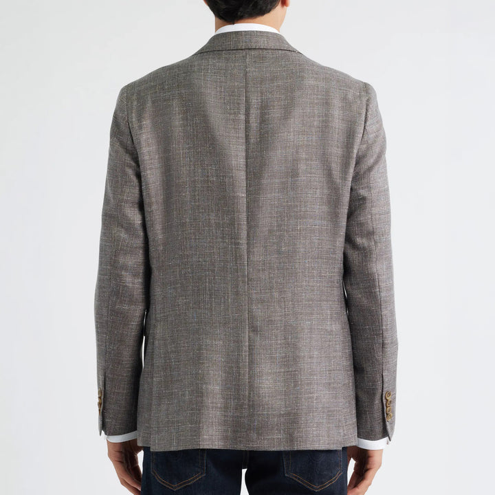 Brown Mélange Wool/Silk/Linen Morris Contemporary Fit Sport Jacket - Jack Victor