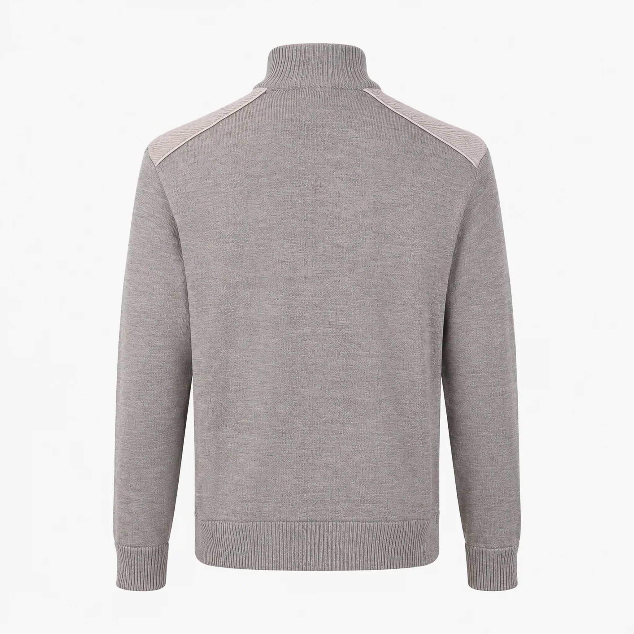 Taupe Shark Tag Soft Cool-Touch Wool Full Zip Sweater - PAUL & SHARK