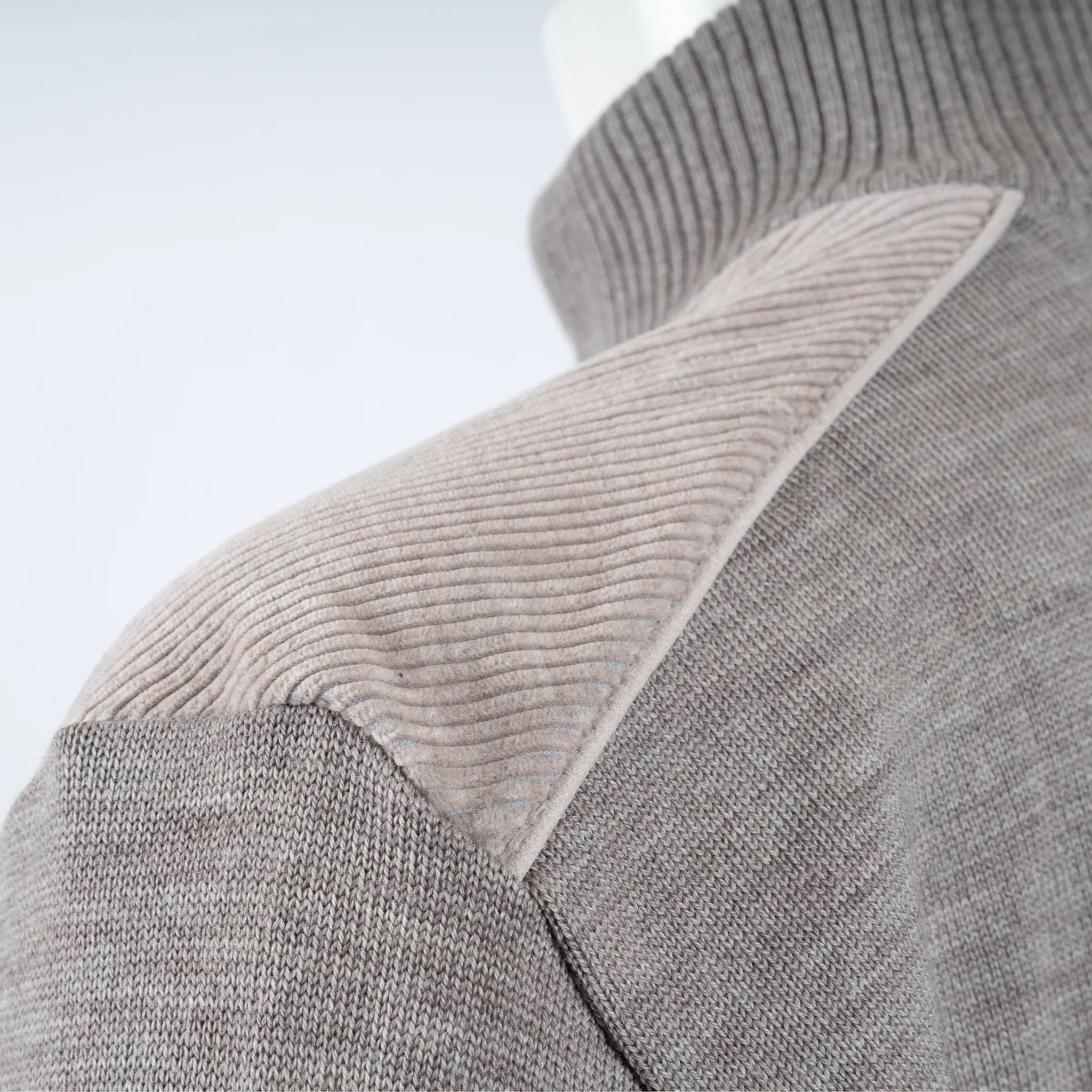 Taupe Shark Tag Soft Cool-Touch Wool Full Zip Sweater - PAUL & SHARK