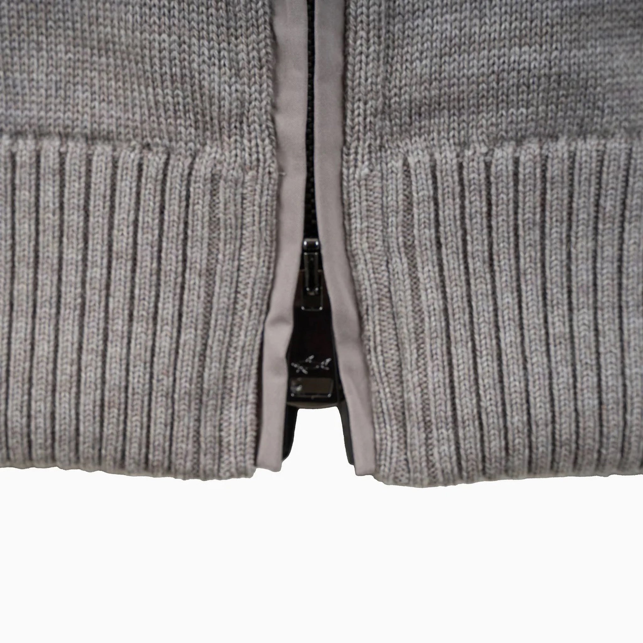 Taupe Shark Tag Soft Cool-Touch Wool Full Zip Sweater - PAUL & SHARK
