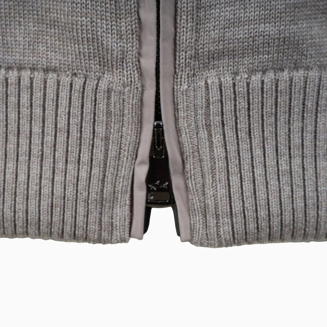 Taupe Shark Tag Soft Cool-Touch Wool Full Zip Sweater - PAUL & SHARK