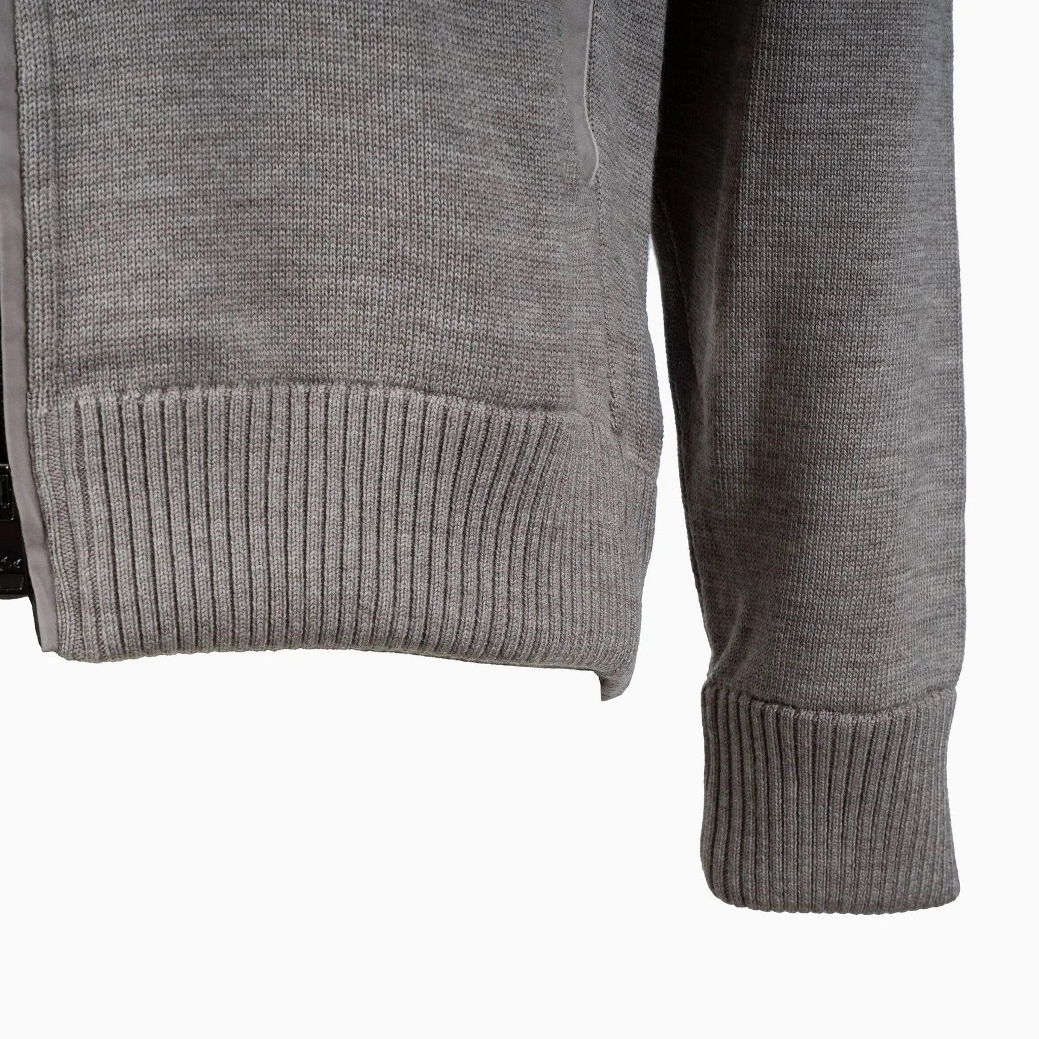 Taupe Shark Tag Soft Cool-Touch Wool Full Zip Sweater - PAUL & SHARK