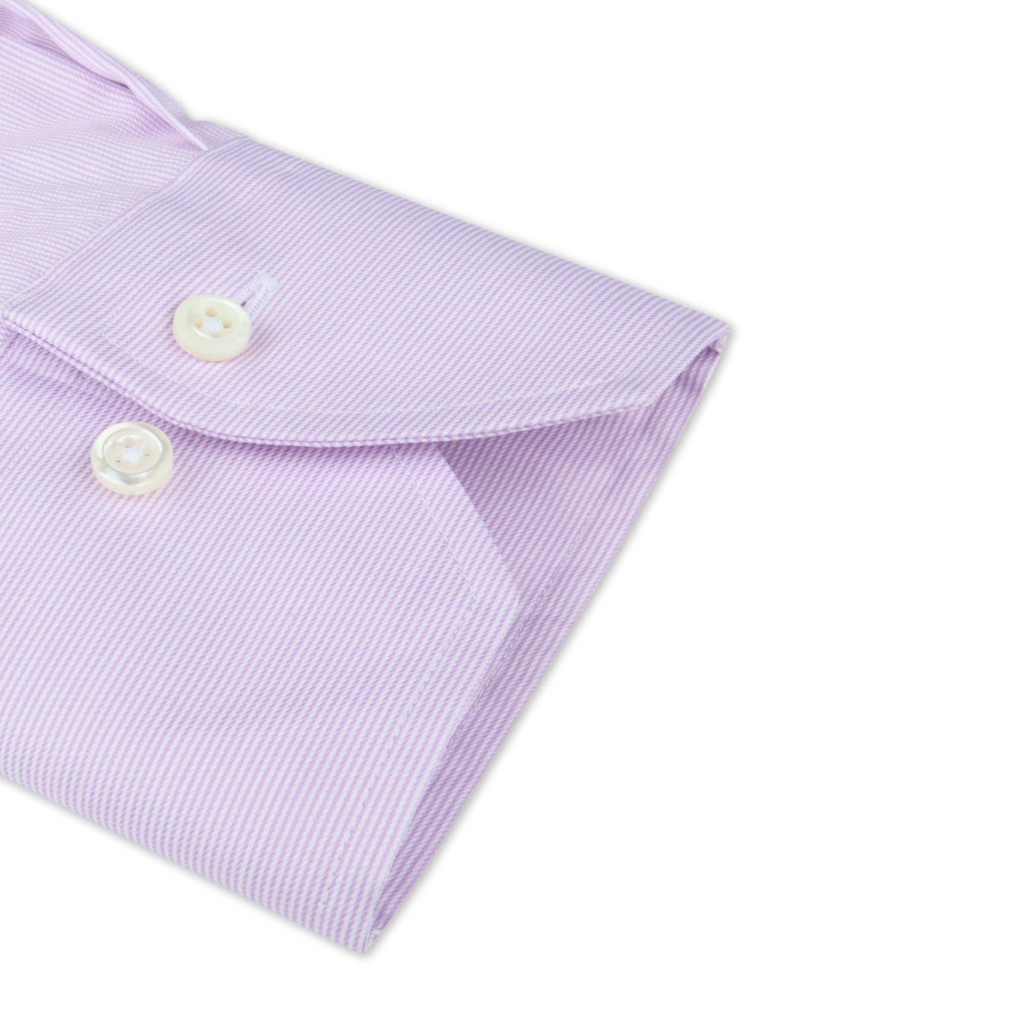 Light Purple Pinstriped Cotton Twill Fitted Body Shirt - Stenströms