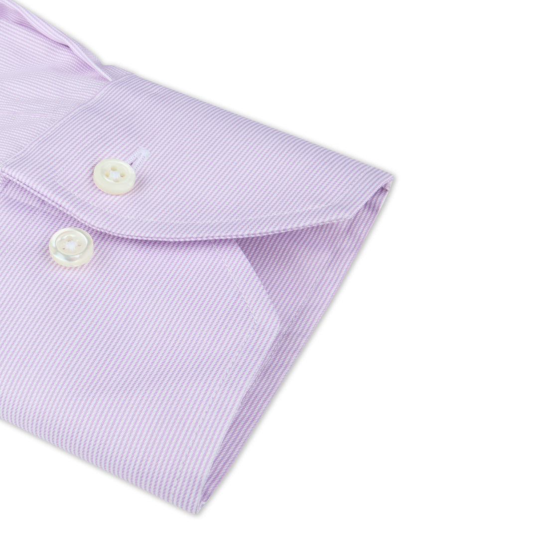 Light Purple Pinstriped Cotton Twill Fitted Body Shirt - Stenströms