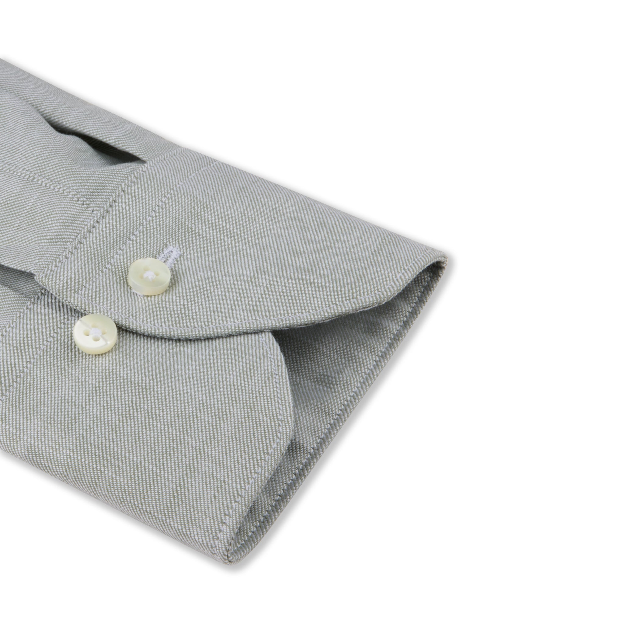 Sage Green Cotton Twill Fitted Body Casual Shirt - Stenströms