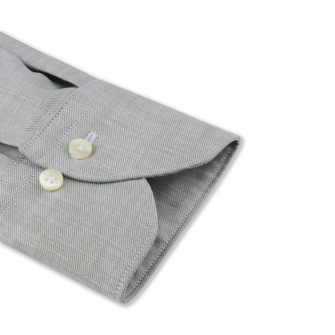 Sage Green Cotton Twill Fitted Body Casual Shirt - Stenströms