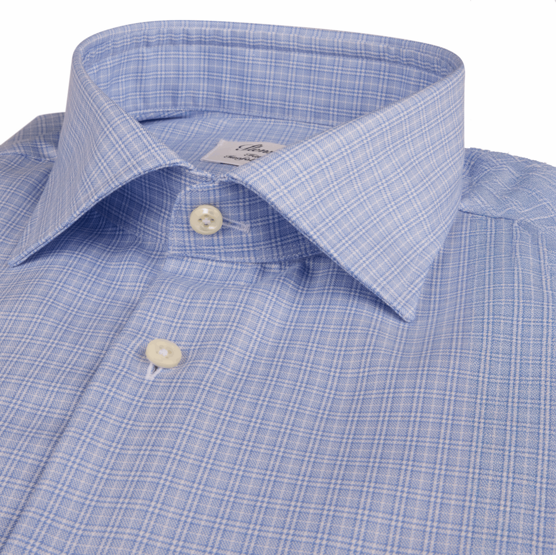 Blue Check Twill Fitted Body Shirt - Stenströms