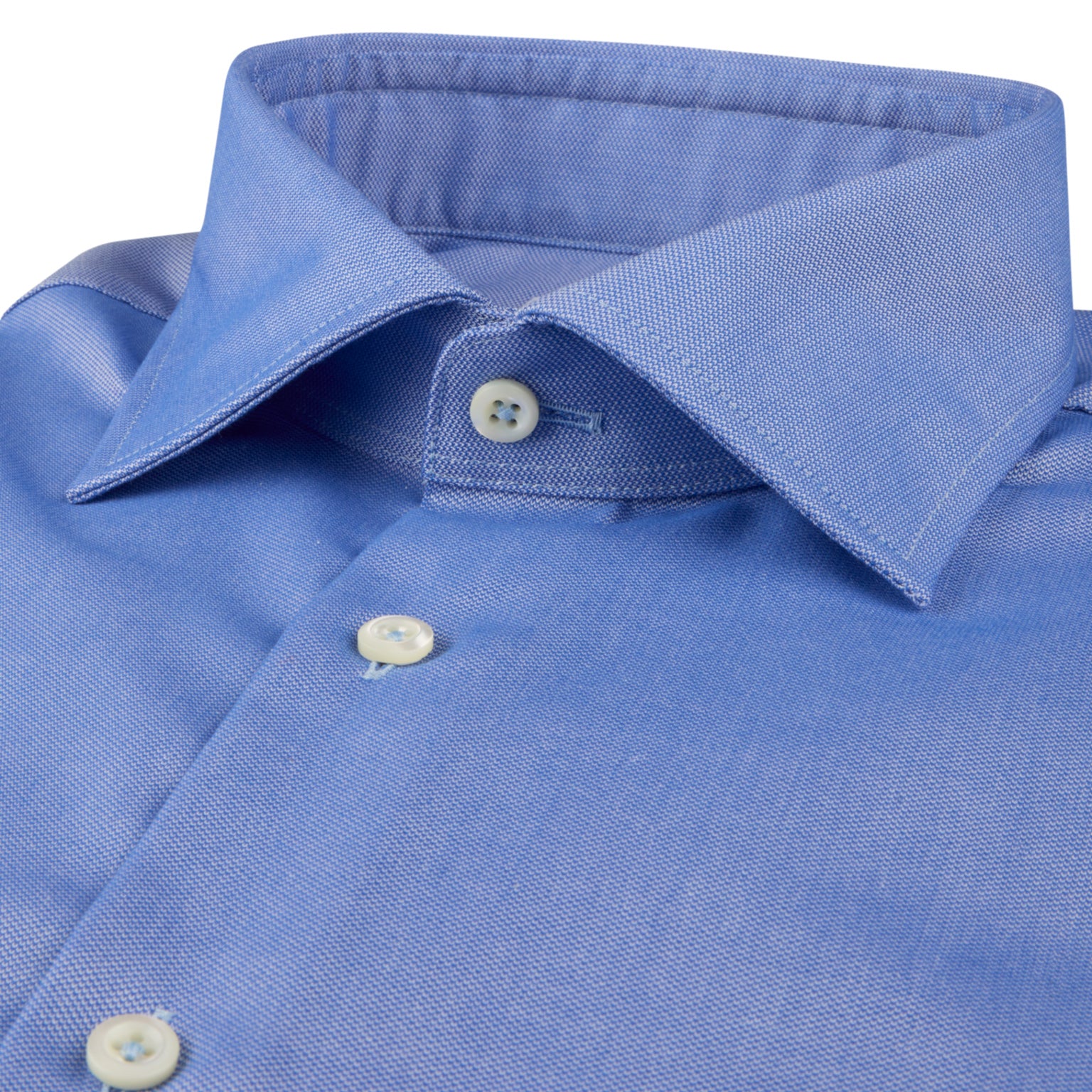 Mid Blue Neat Cotton Twill Regular Fit Shirt - Stenströms