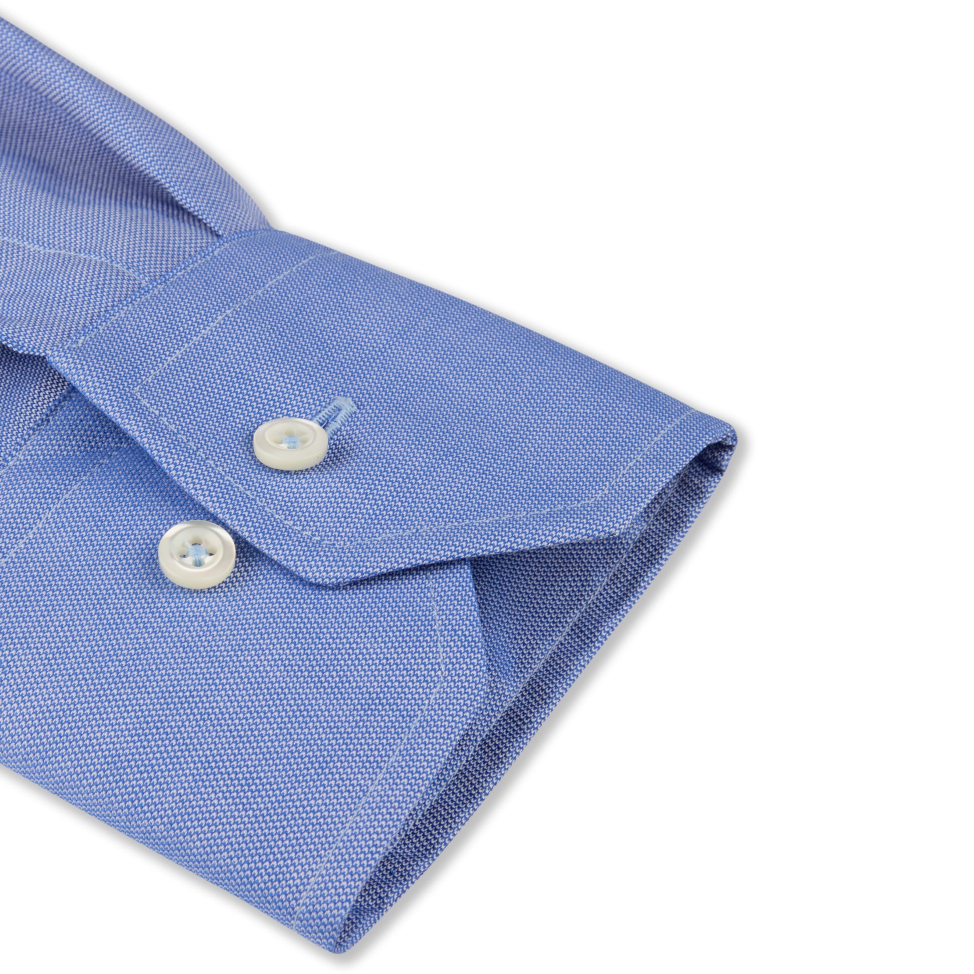 Mid Blue Neat Cotton Twill Regular Fit Shirt - Stenströms
