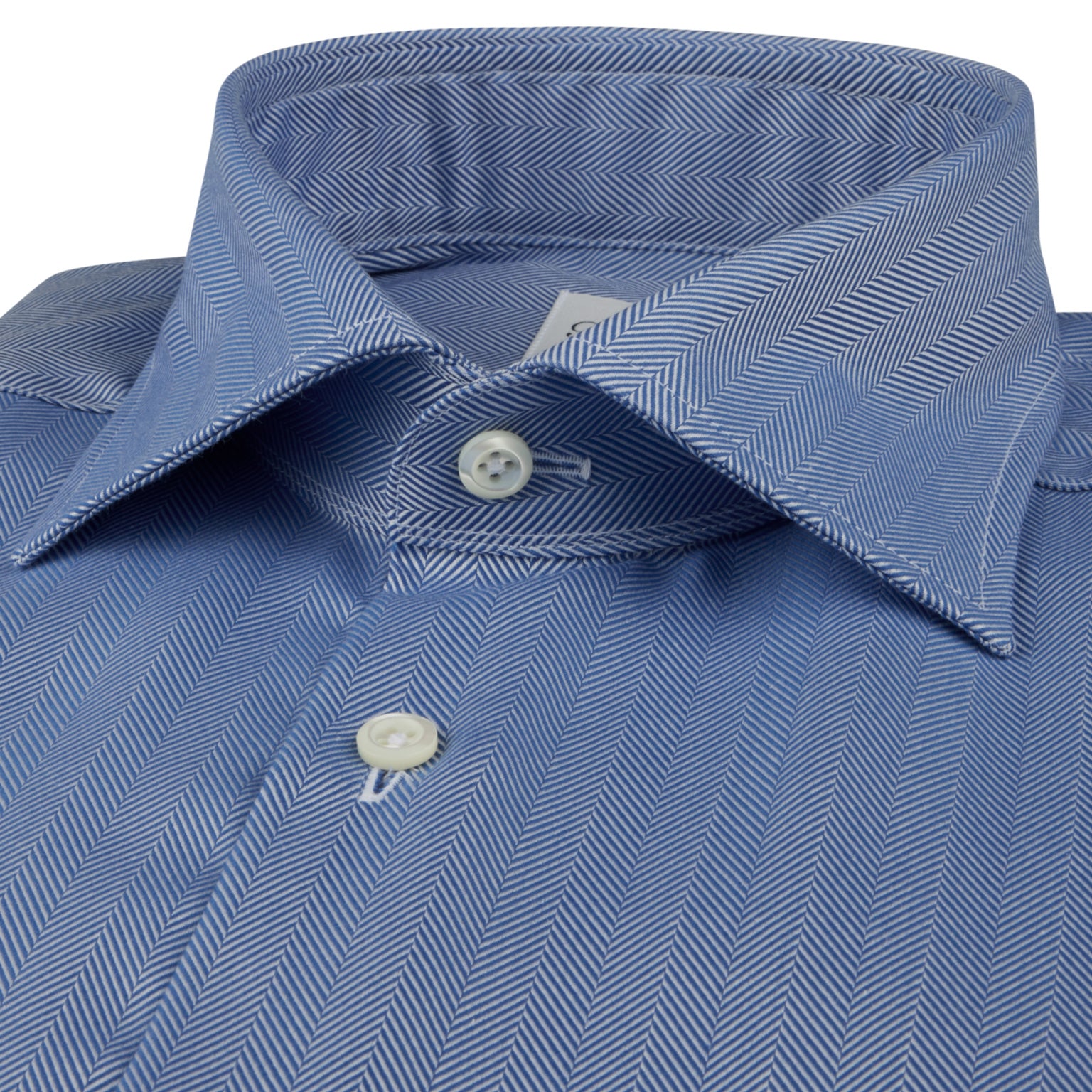 Blue Herringbone Twill Regular Fit Shirt - Stenströms