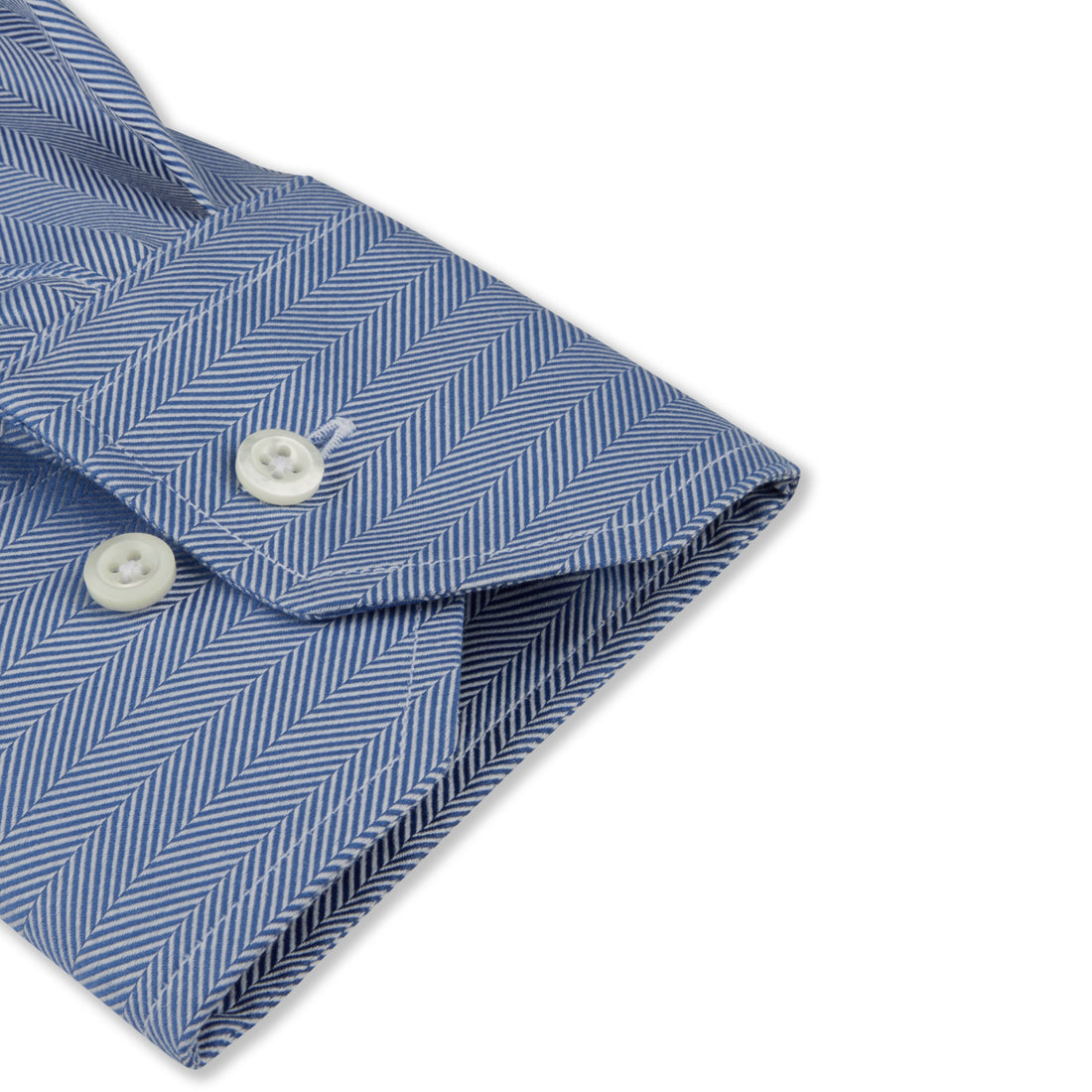 Blue Herringbone Twill Regular Fit Shirt - Stenströms