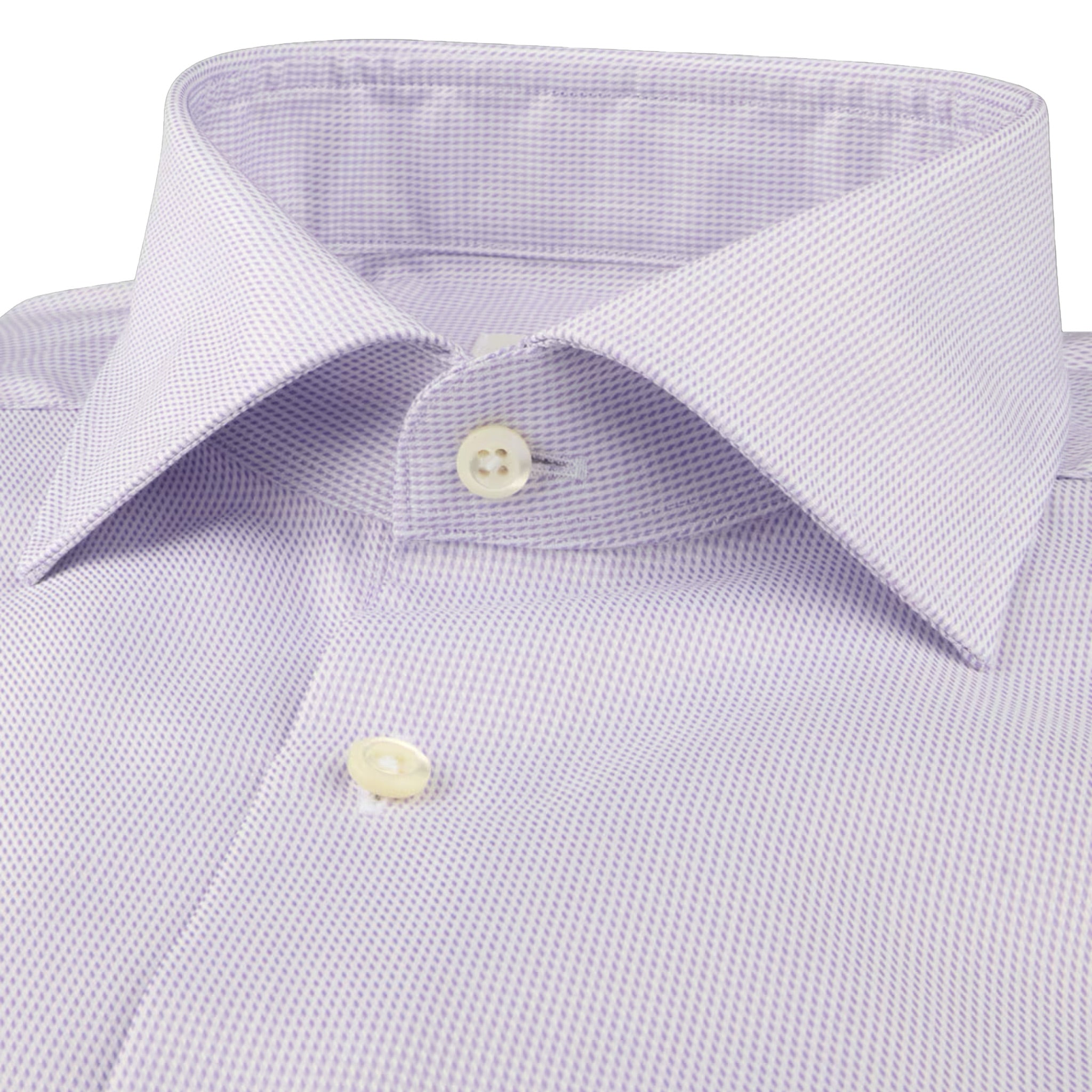 Light Purple Neat Cotton Twill Fitted Body Shirt - Stenströms