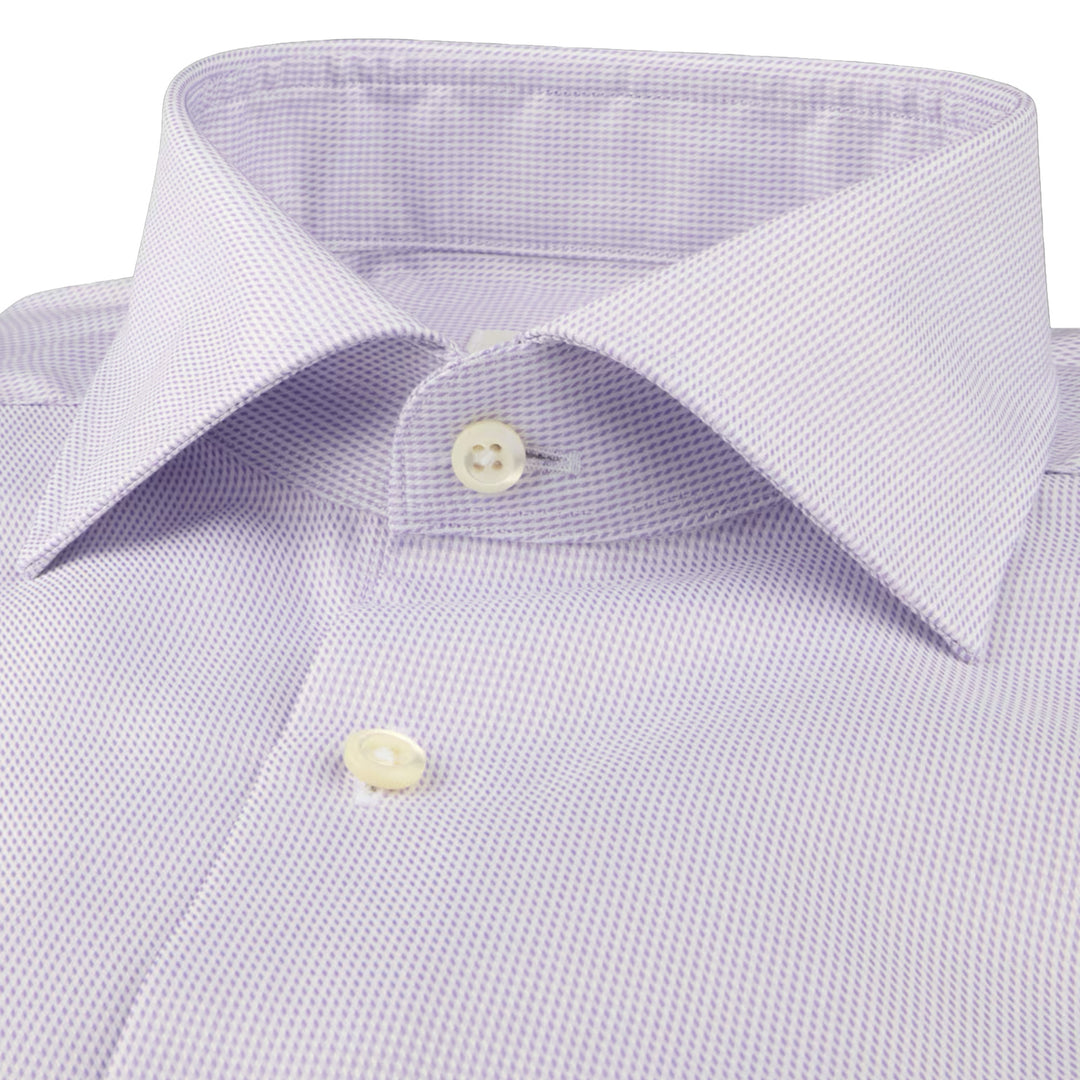 Light Purple Neat Cotton Twill Fitted Body Shirt - Stenströms
