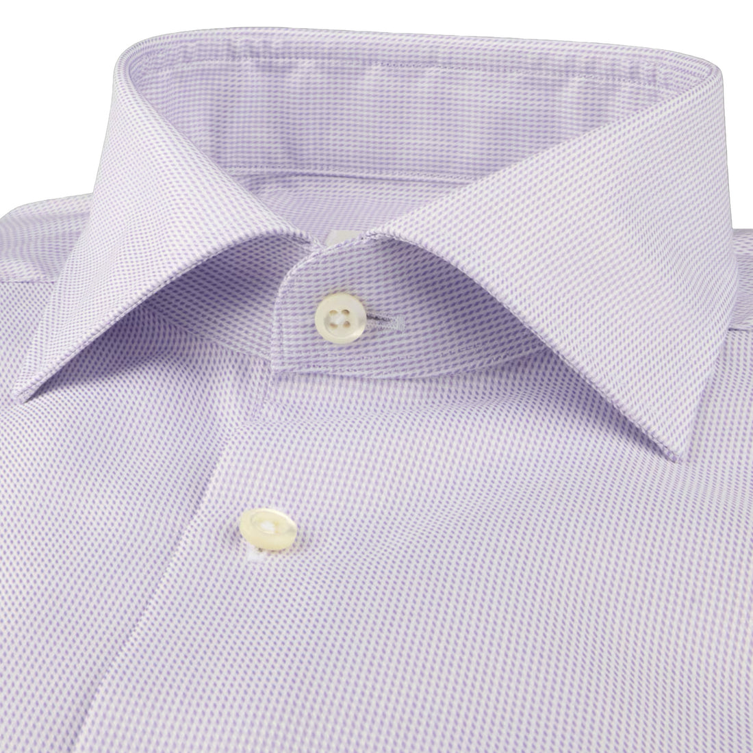 Light Purple Neat Cotton Twill Fitted Body Shirt - Stenströms