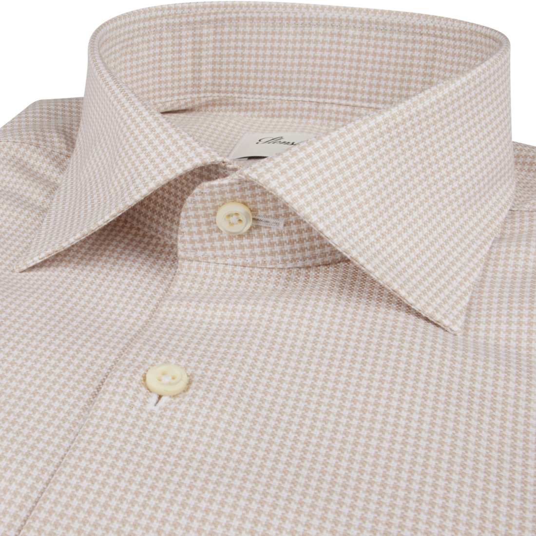 Champagne Houndstooth Oxford Cotton Fitted Body Shirt - Stenströms