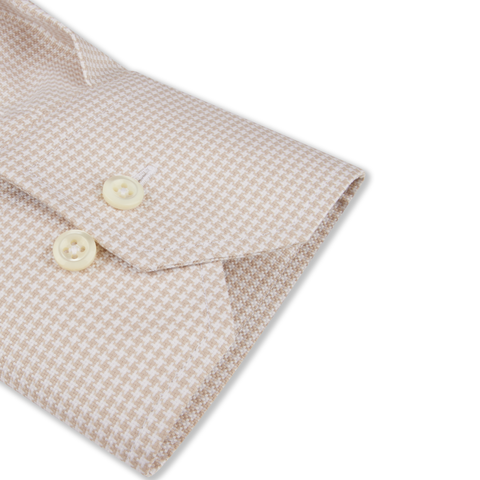 Champagne Houndstooth Oxford Cotton Fitted Body Shirt - Stenströms