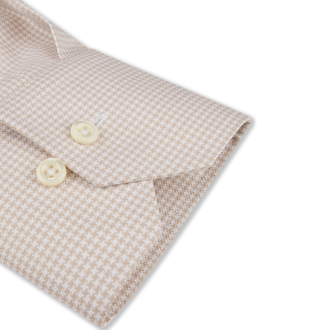Champagne Houndstooth Oxford Cotton Fitted Body Shirt - Stenströms