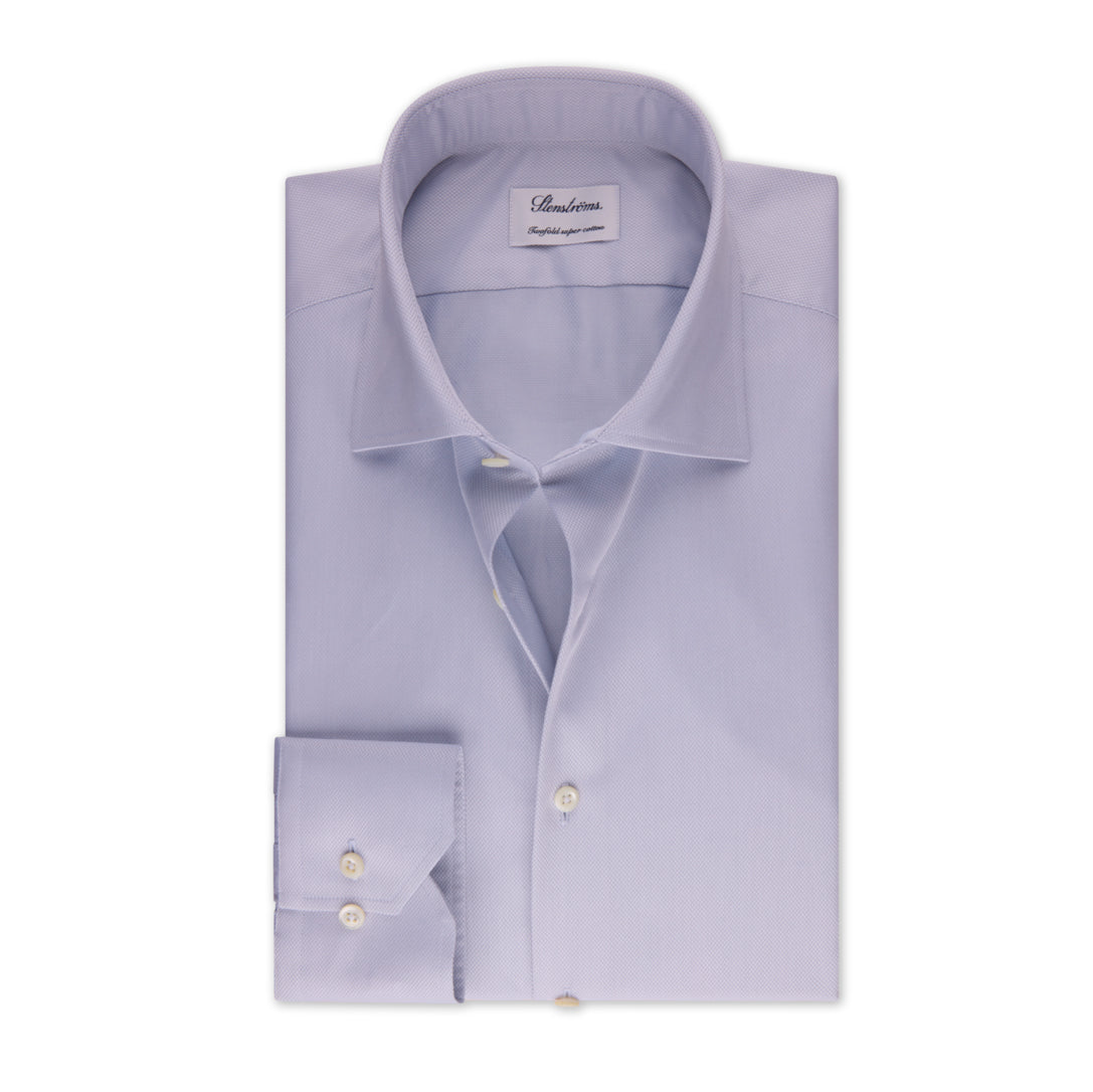 Light Gray Textured Twill Fitted Body Shirt - Stenströms