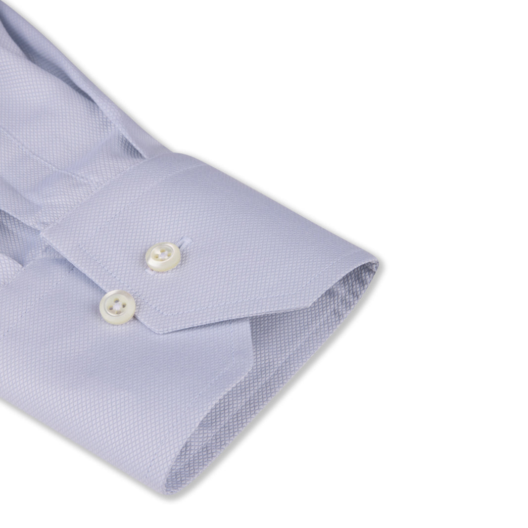 Light Gray Textured Twill Fitted Body Shirt - Stenströms
