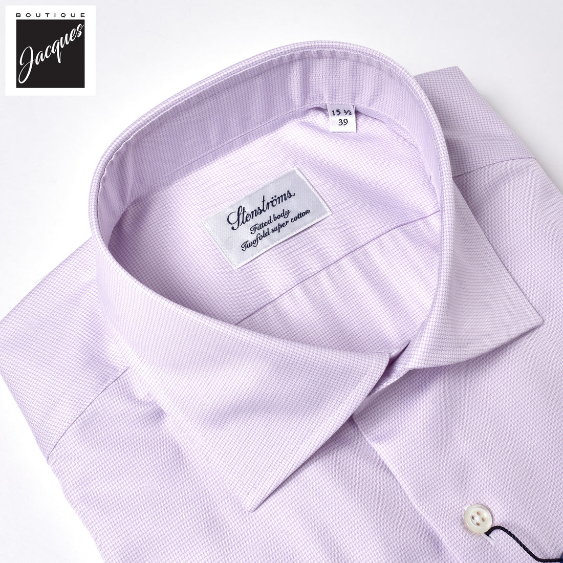 Lavender Micro Check Twill Fitted Body Shirt - Stenströms
