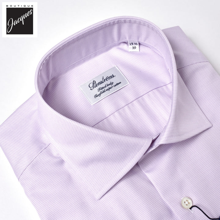 Lavender Micro Check Twill Fitted Body Shirt - Stenströms
