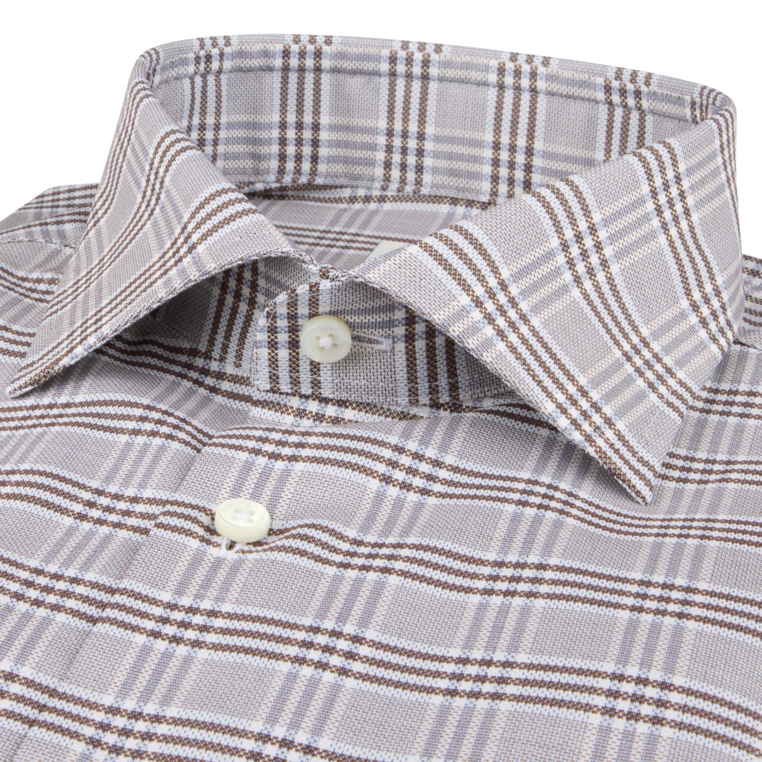 Light Brown Check Twill Slimline Shirt - Stenströms