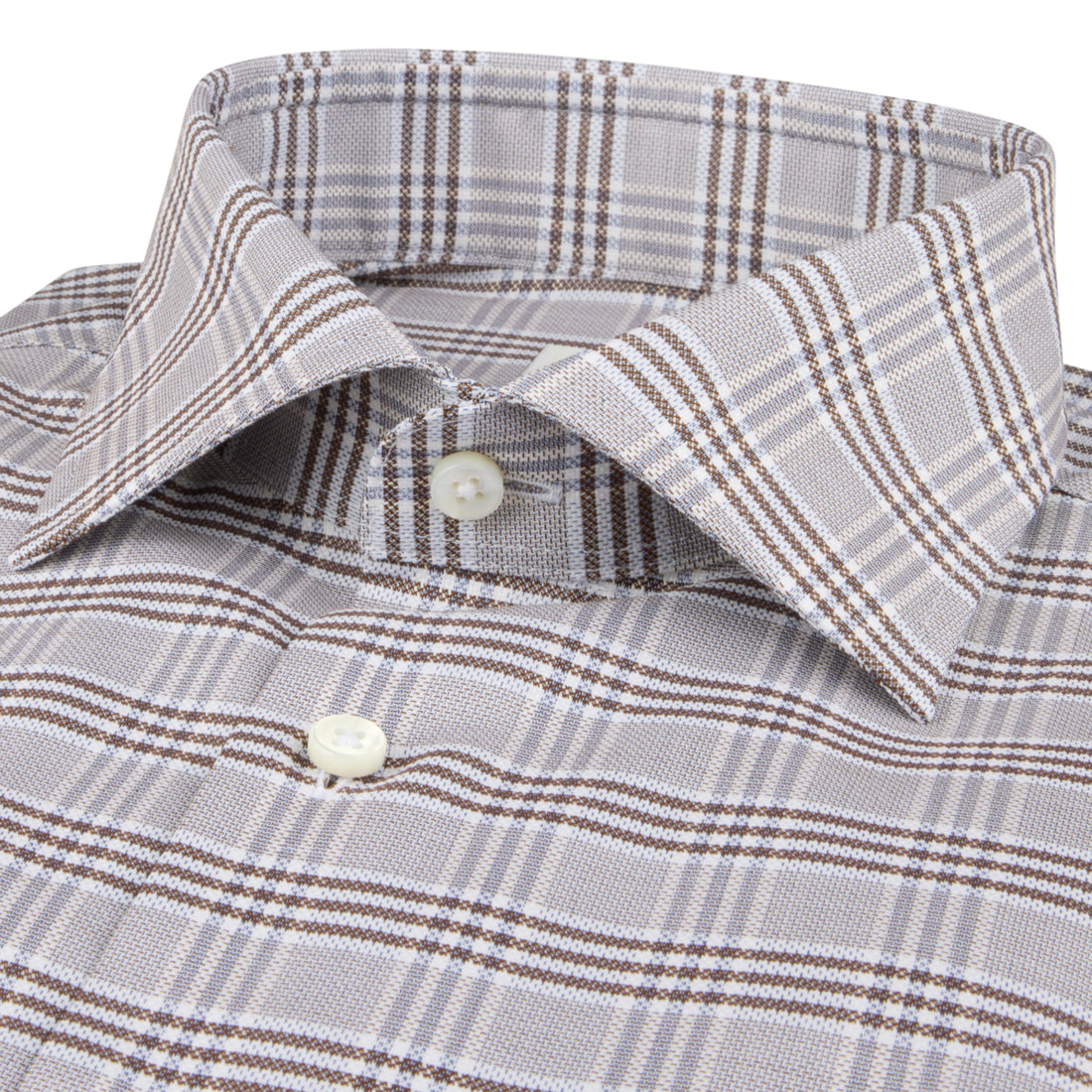 Light Brown Check Twill Slimline Shirt - Stenströms