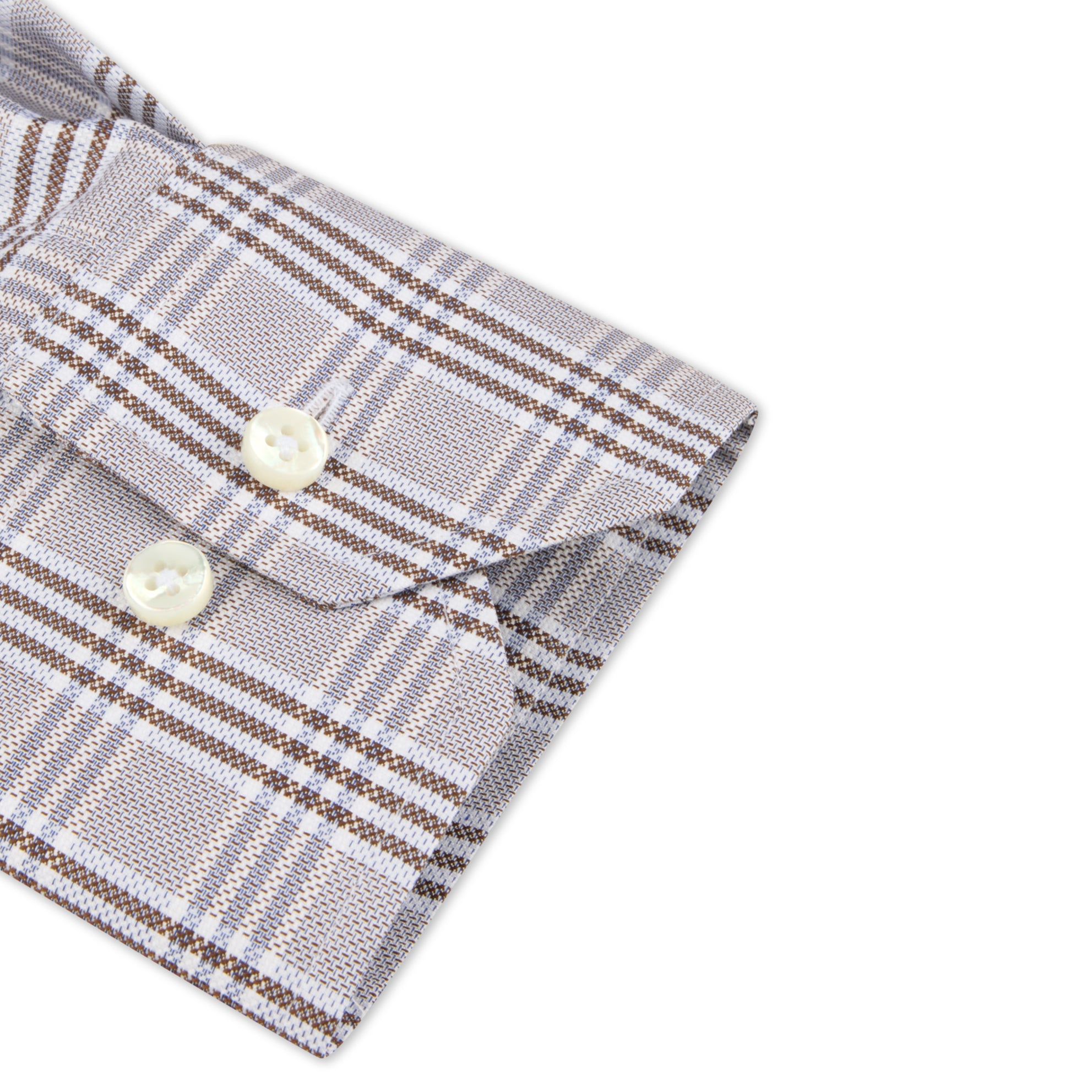 Light Brown Checked Twill Regular Fit Shirt - Stenströms