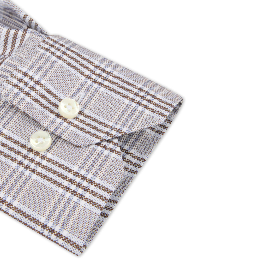 Light Brown Checked Twill Regular Fit Shirt - Stenströms