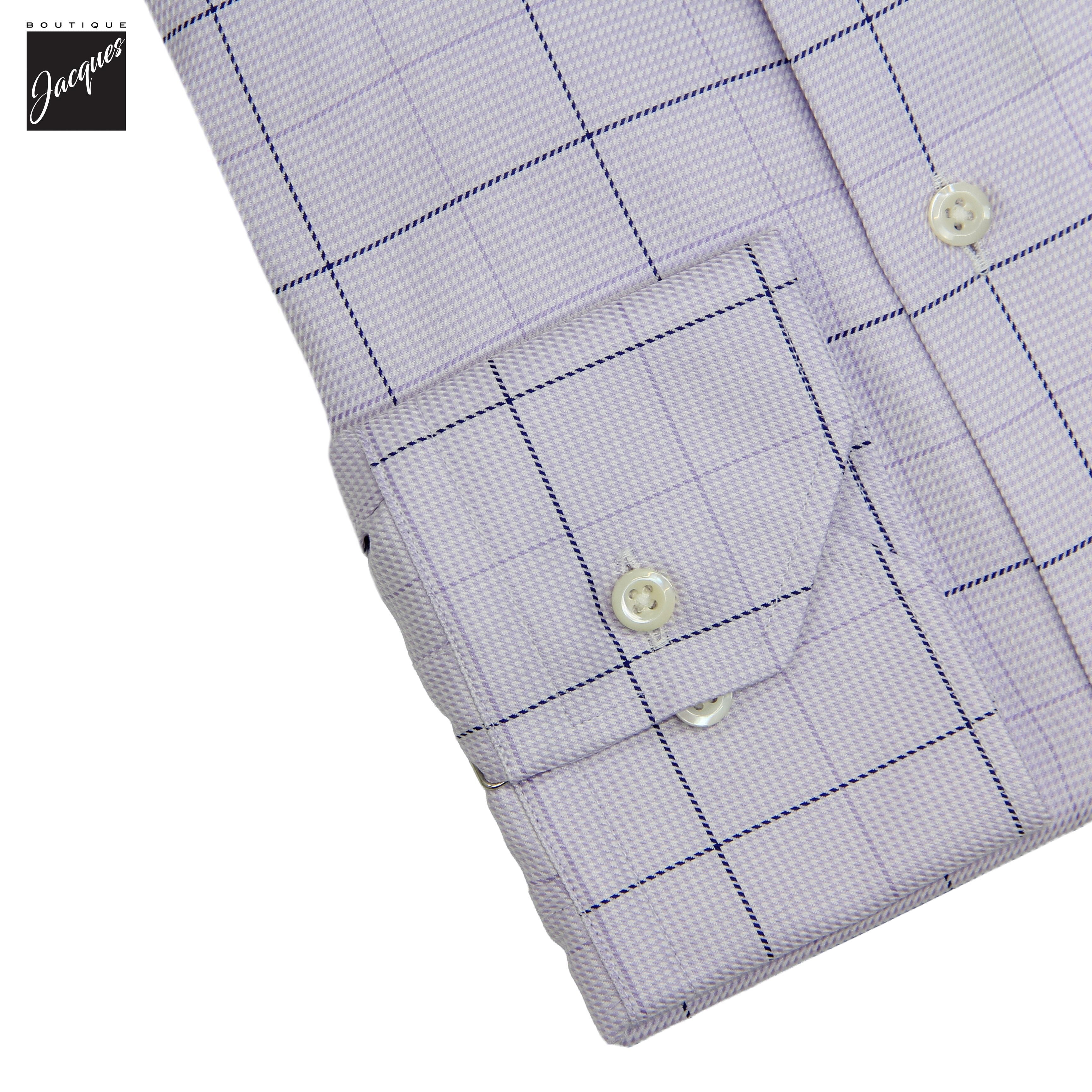 Lavender Check Twill Regular Fit Dress Shirt - Stenströms