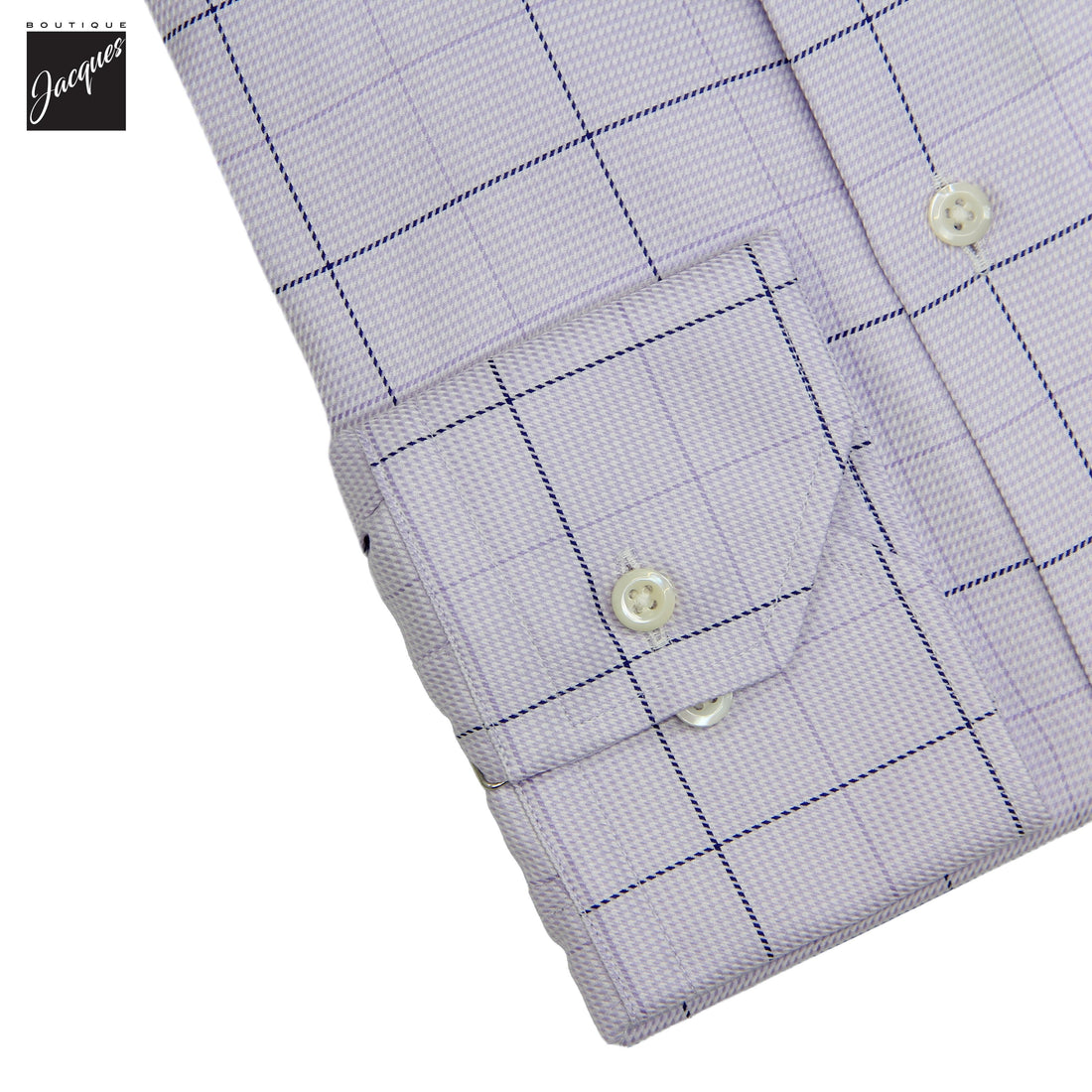 Lavender Check Twill Regular Fit Dress Shirt - Stenströms