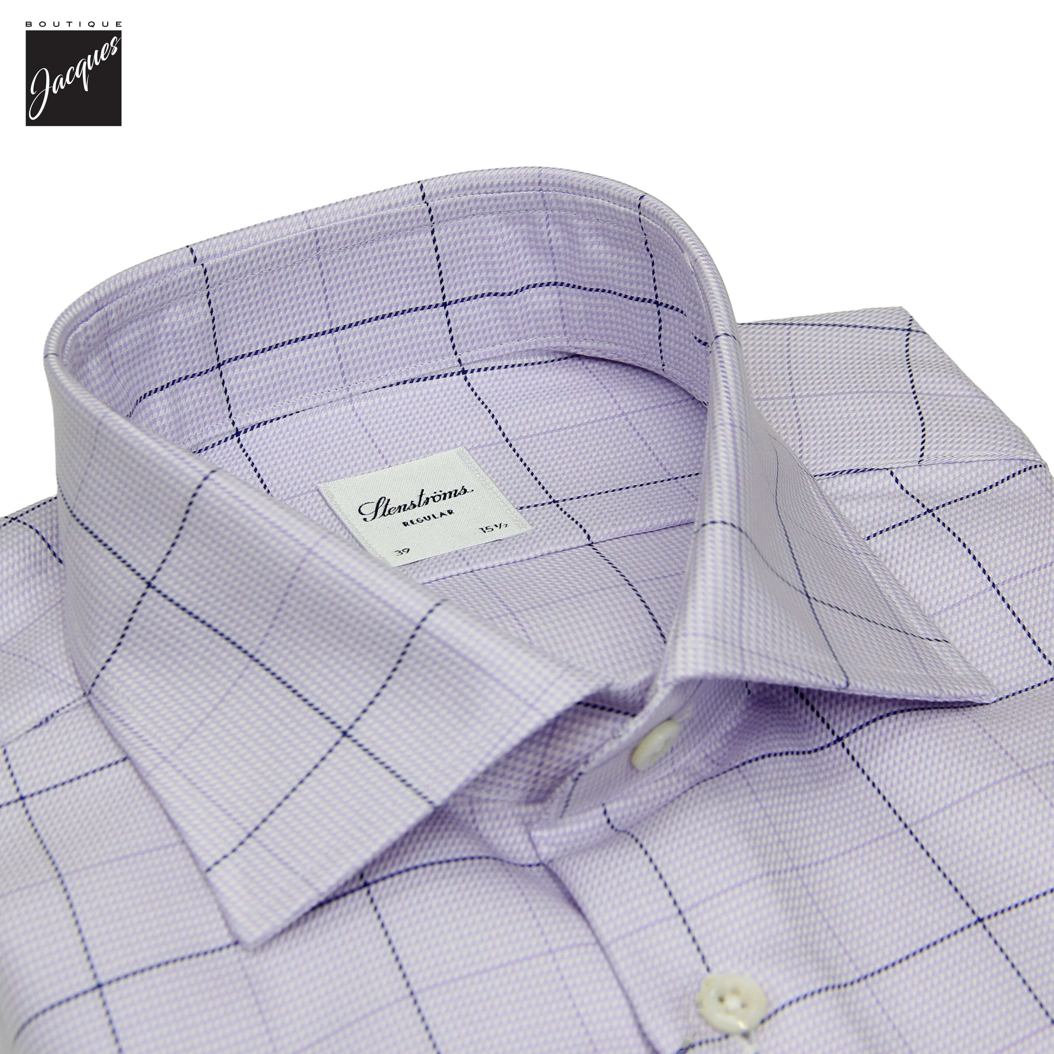 Lavender Check Twill Regular Fit Dress Shirt - Stenströms