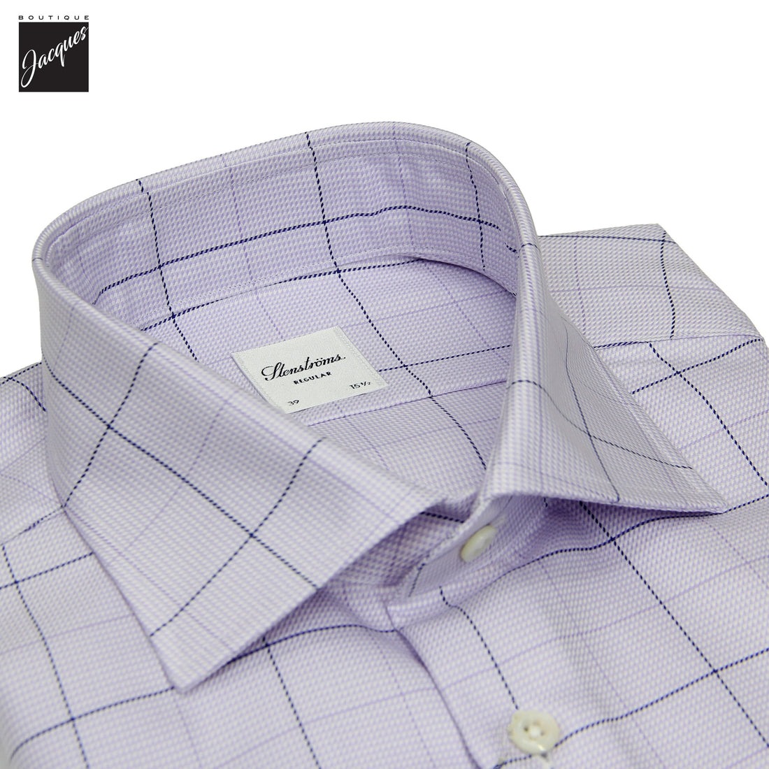Lavender Check Twill Regular Fit Dress Shirt - Stenströms