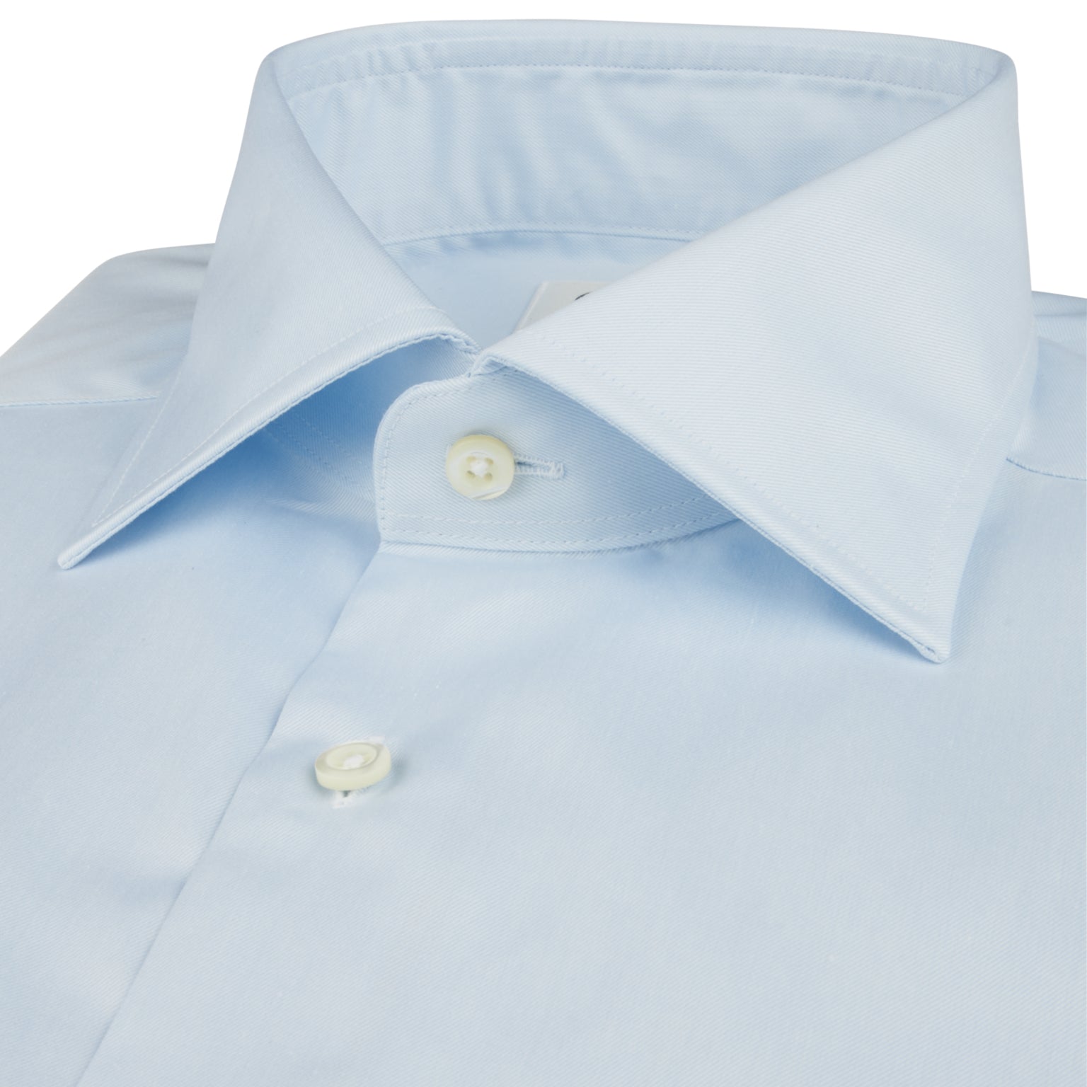 Light Blue Solid Twill Fitted Body Dress Shirt - Stenströms