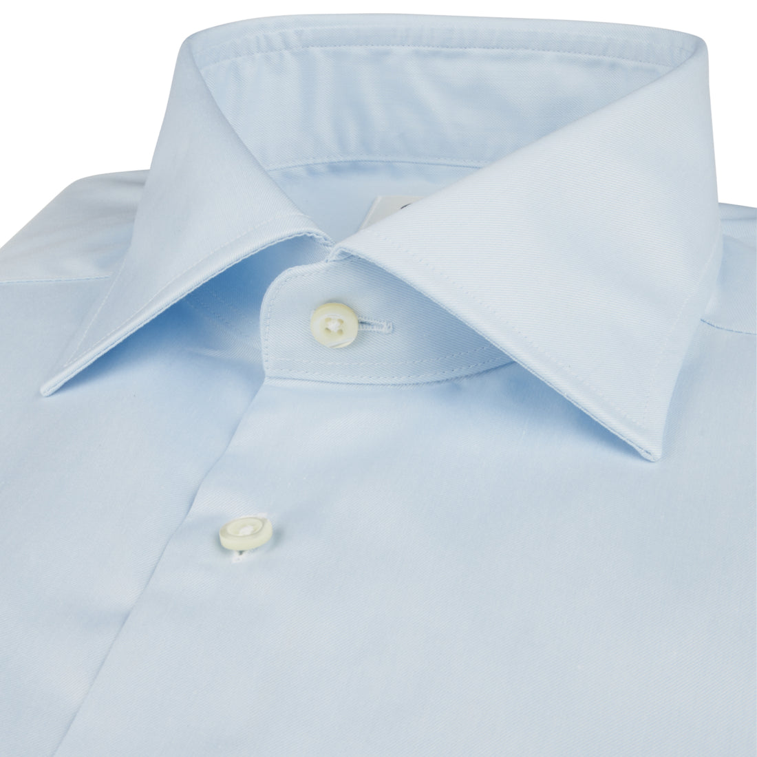 Light Blue Solid Twill Fitted Body Dress Shirt - Stenströms
